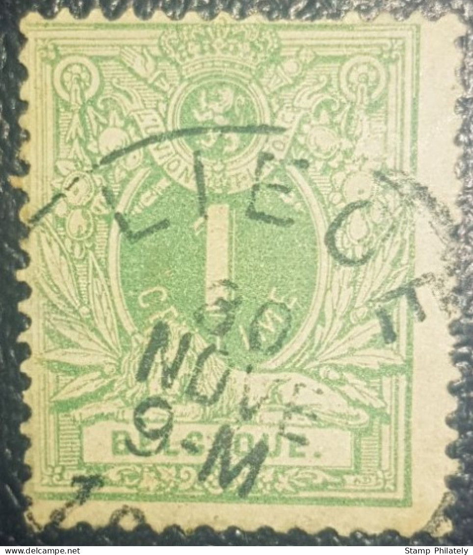 Belgium 1c Used Classic Postmark Stamp 1869-80 Liege Cancel - Andere & Zonder Classificatie