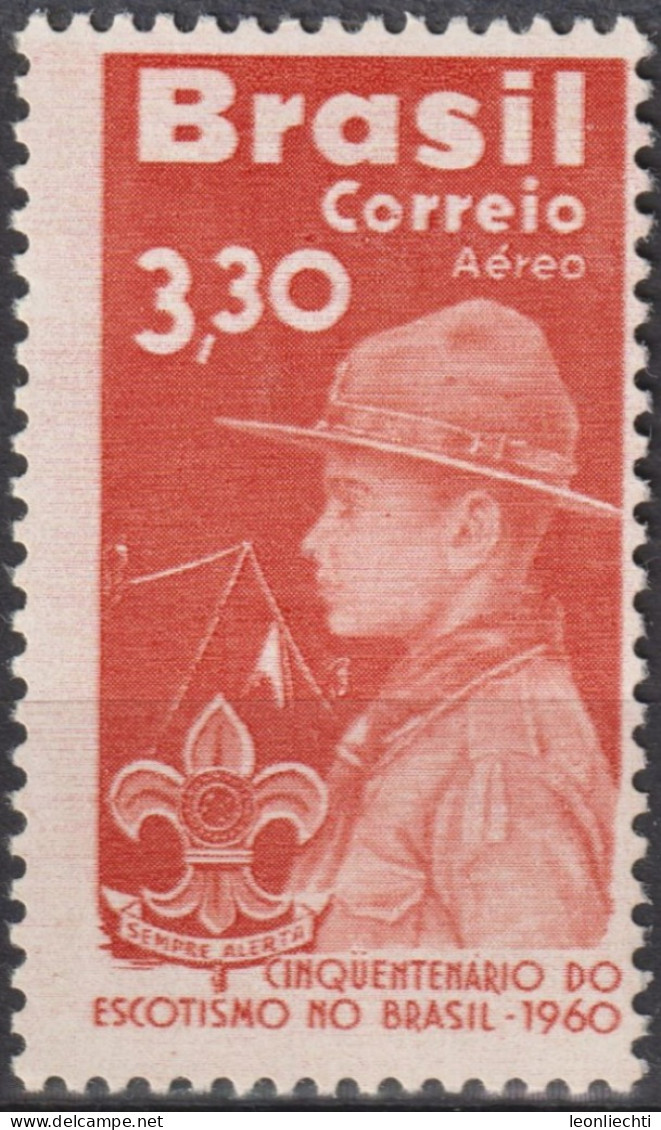 1960 Brasilien AEREO ** Mi:BR 985, Sn:BR C101, Yt:BR PA90, 50th Anniversary Of Scouting In Brazil - Airmail