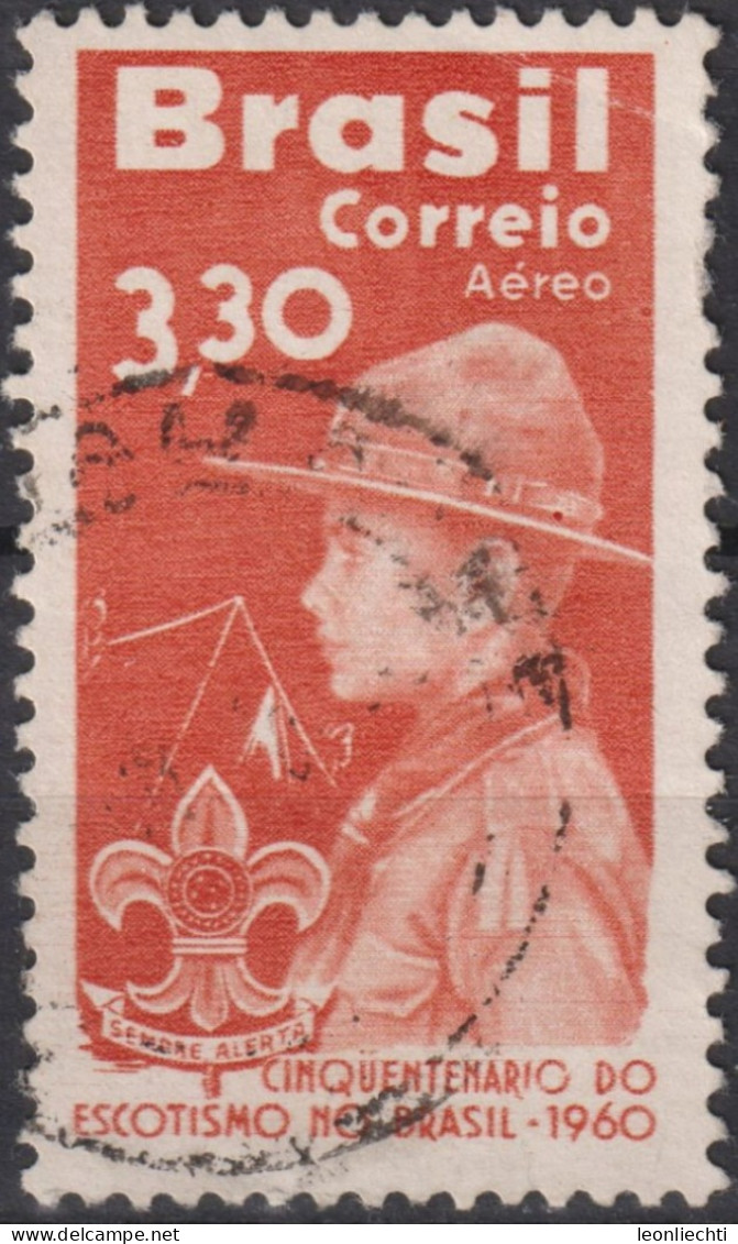 1960 Brasilien AEREO ° Mi:BR 985, Sn:BR C101, Yt:BR PA90, 50th Anniversary Of Scouting In Brazil - Usados