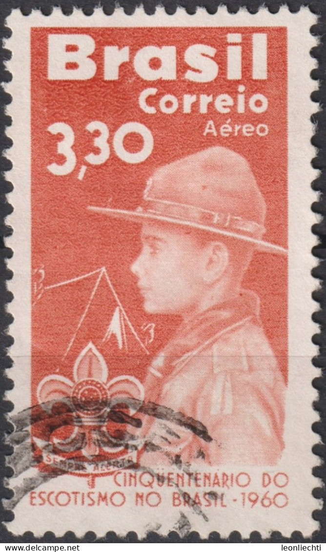 1960 Brasilien AEREO ° Mi:BR 985, Sn:BR C101, Yt:BR PA90, 50th Anniversary Of Scouting In Brazil - Usados