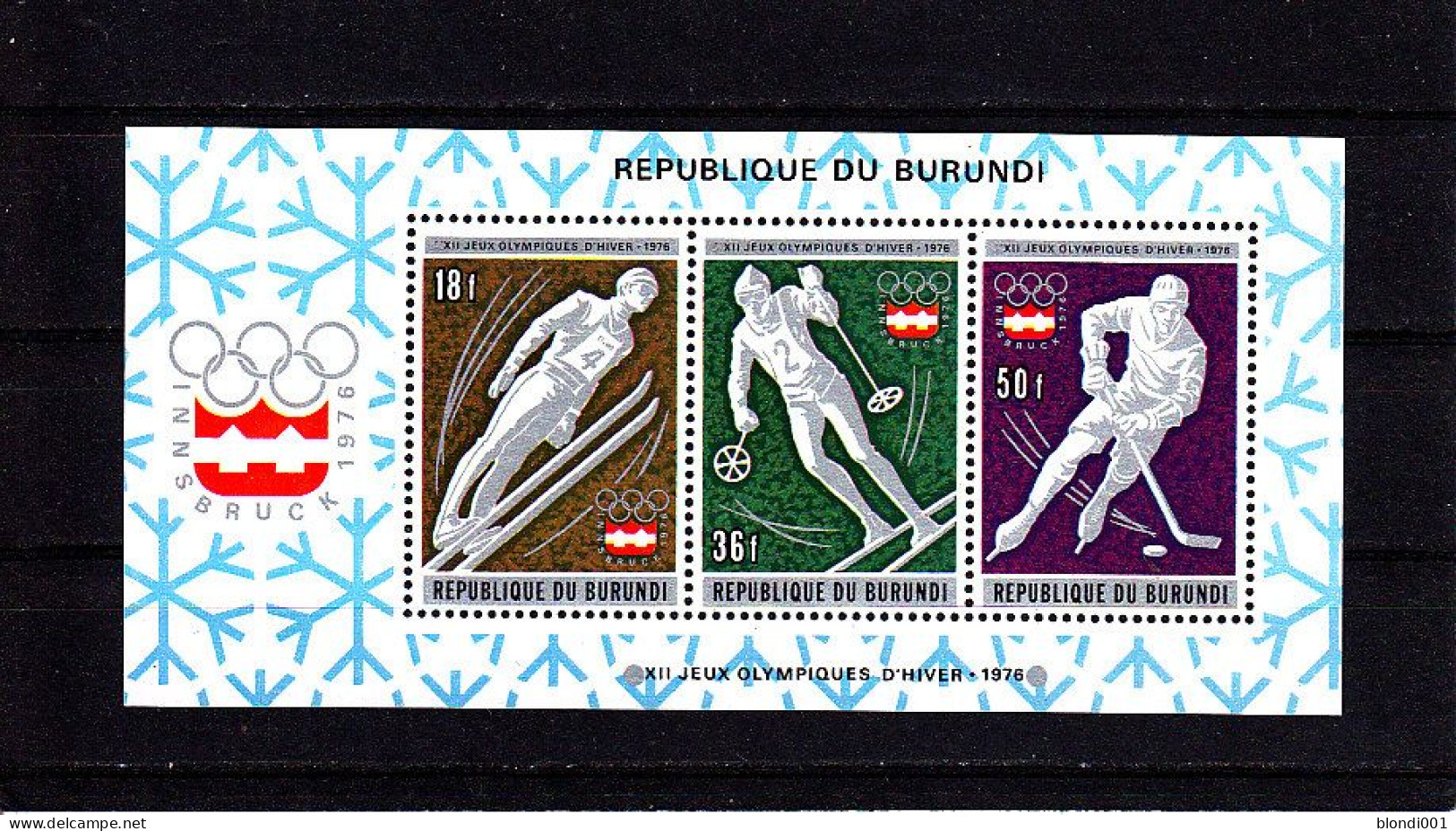 Olympics 1976 - Ice Hockey - BURUNDI - Sheet Perf. MNH - Hiver 1976: Innsbruck