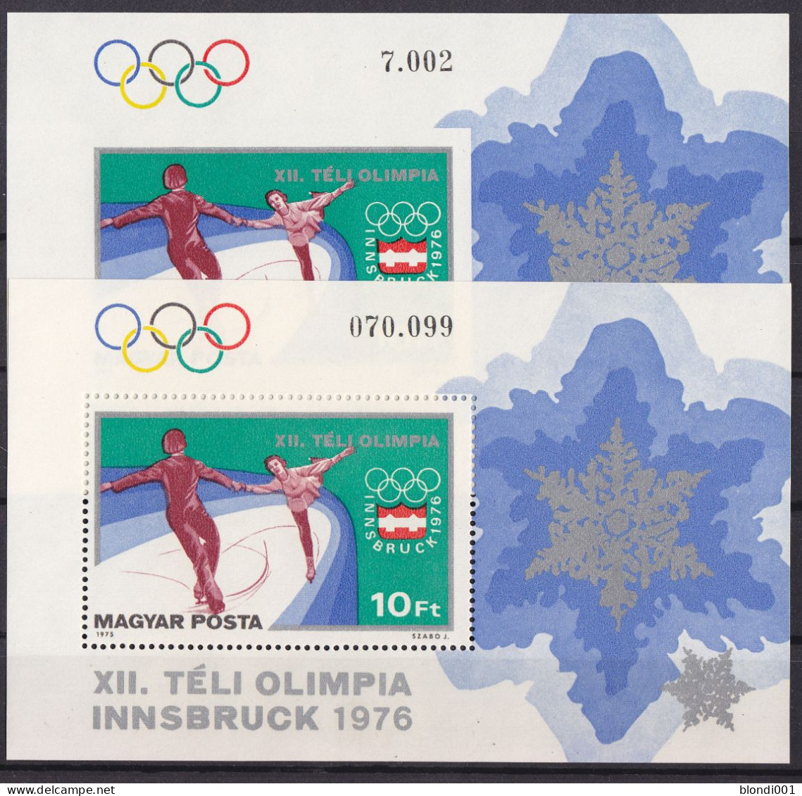 Olympics 1976 - Figure Skate - HUNGARY - S/S Perf.+imperf. MNH - Inverno1976: Innsbruck