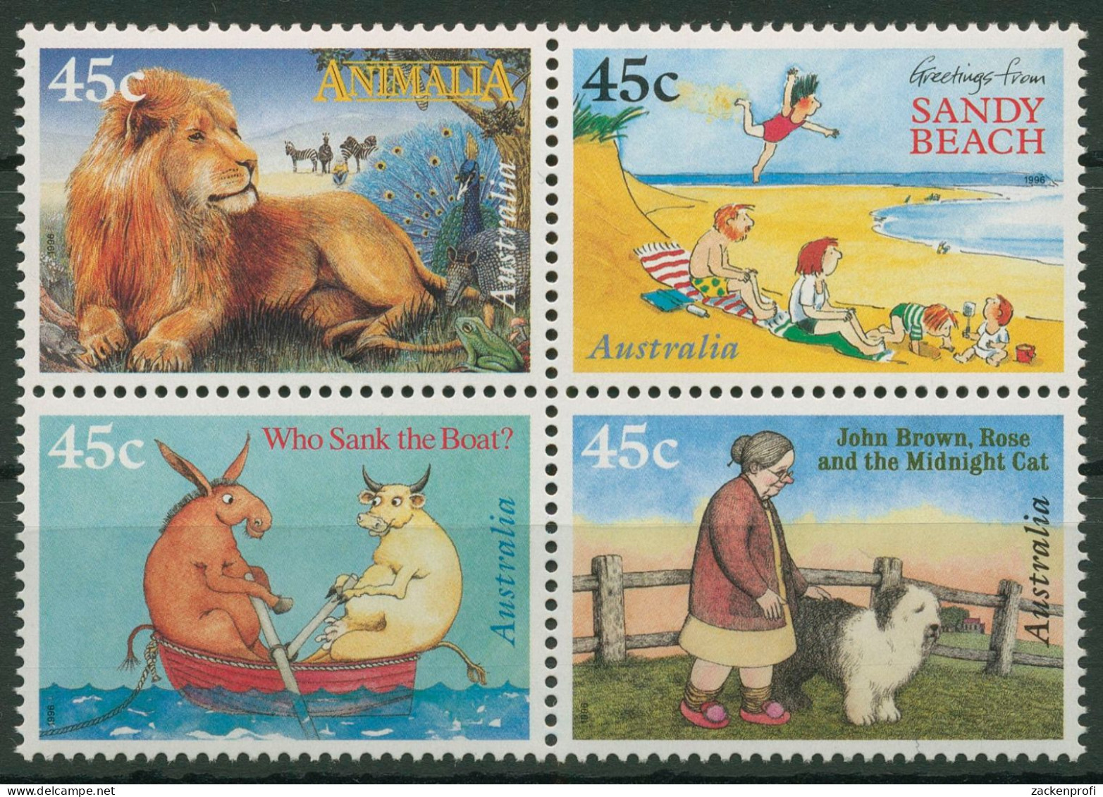Australien 1996 Kinderbuch-Jury Tiere Löwe 1582/85 ZD Postfrisch - Nuevos