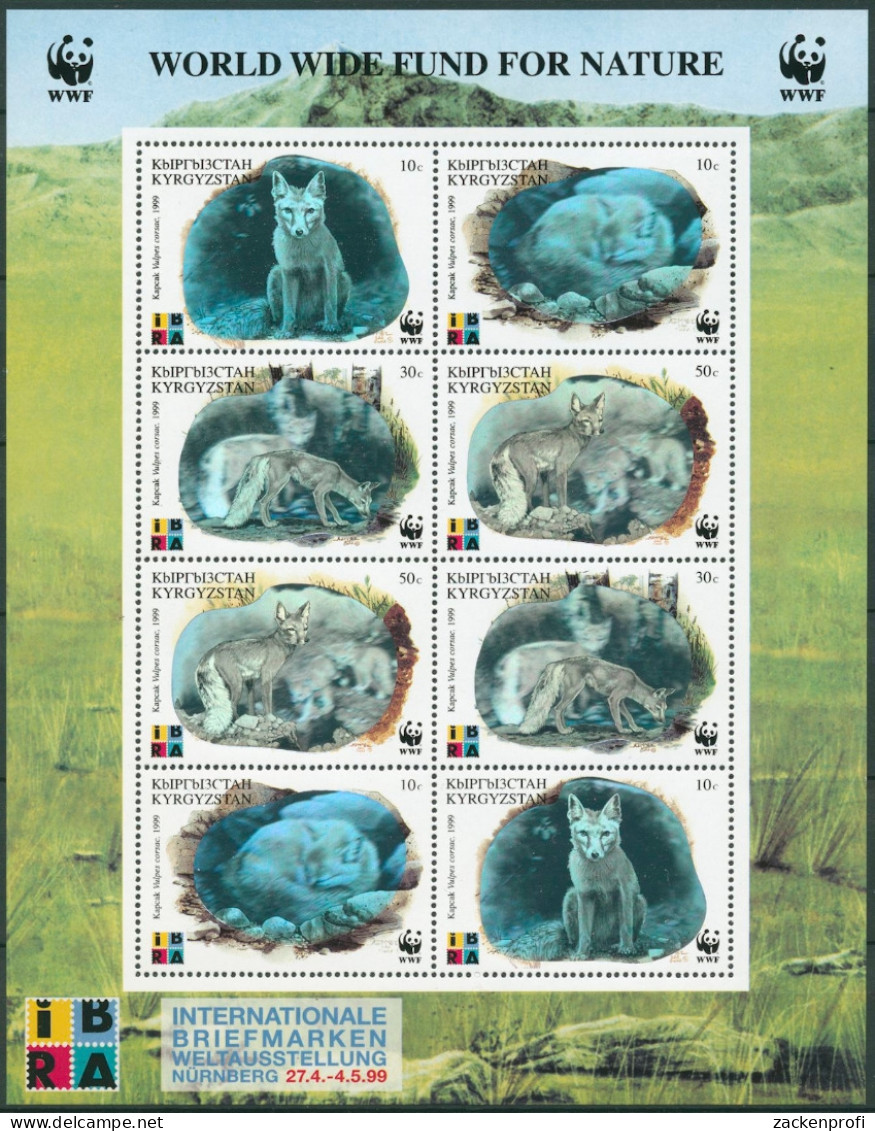 Kirgisien 1999 WWF Steppenfuchs Hologramm 172/75 K Postfrisch (C8875) - Kirgisistan