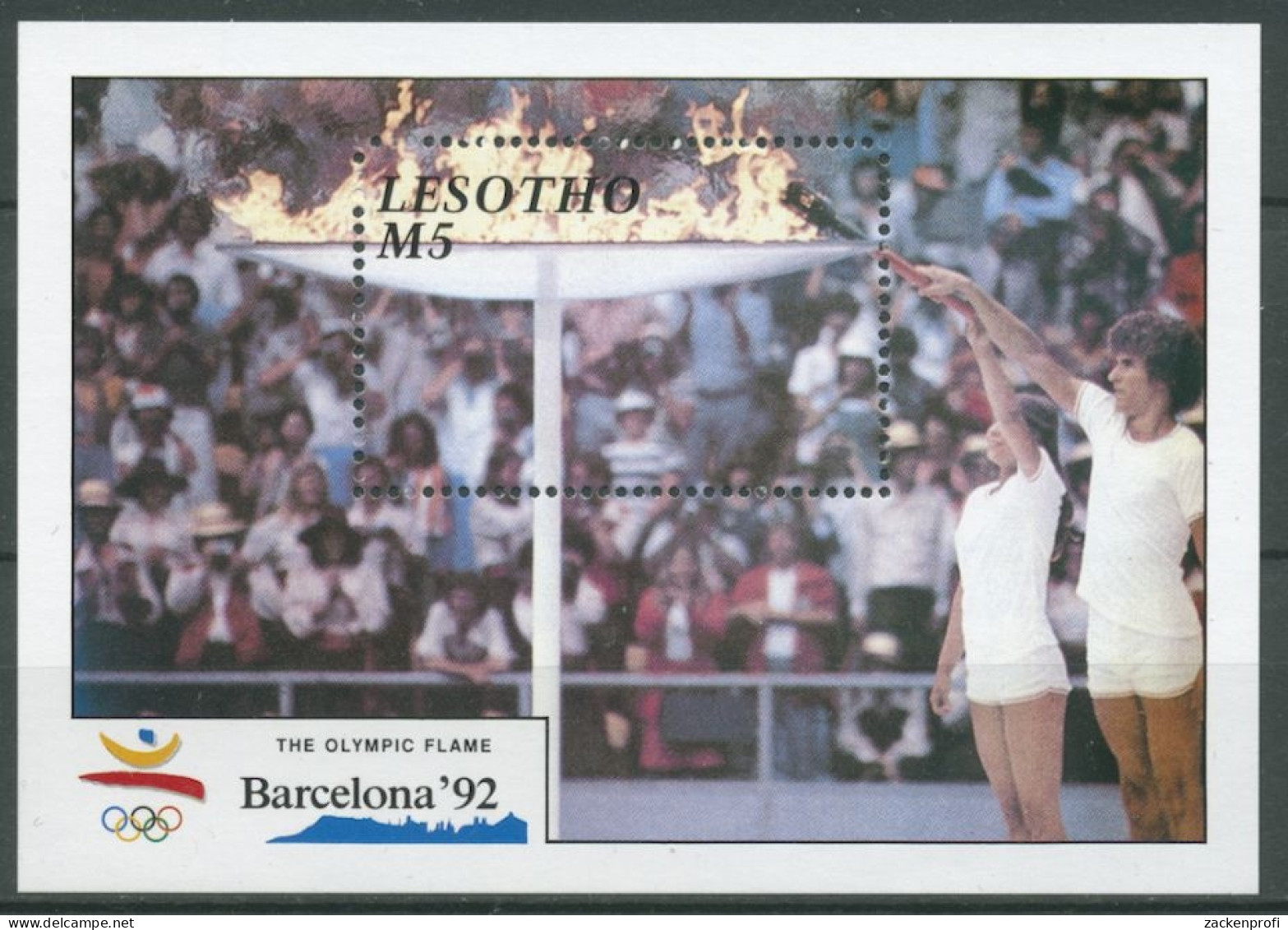 Lesotho 1990 Olymp. Spiele '92 Olympisches Feuer Block 76 Postfrisch (C27193) - Lesotho (1966-...)