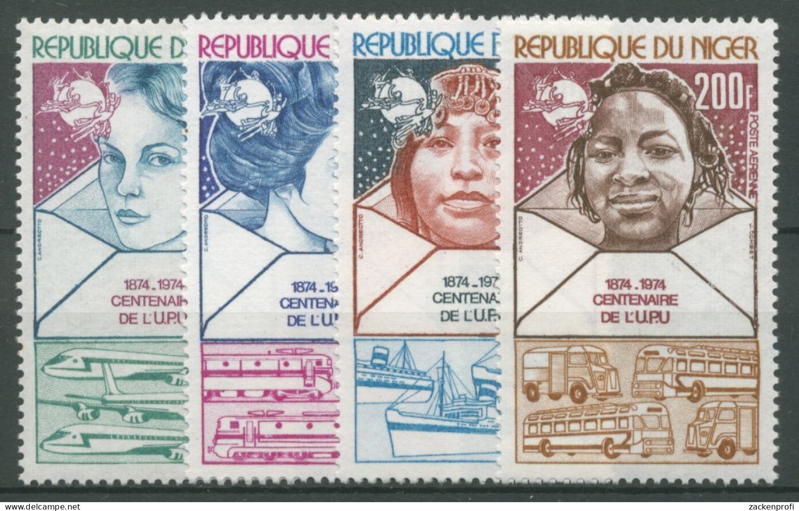 Niger 1974 100 Jahre Weltpostverein UPU 442/45 Postfrisch - Níger (1960-...)