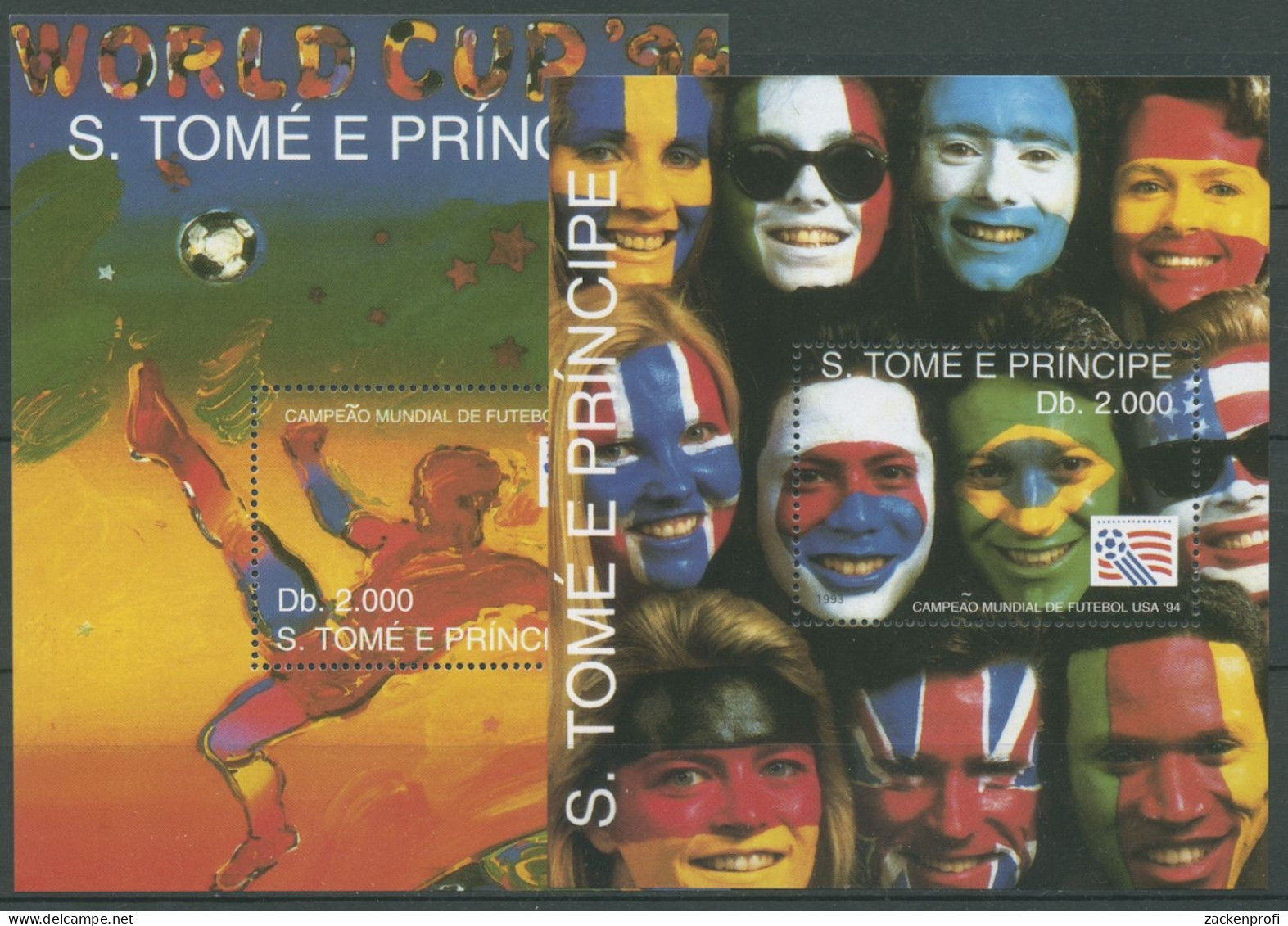 Sao Tomé Und Príncipe 1993 Fußball-WM In D. USA Block 303/04 Postfrisch (C28282) - Sao Tome Et Principe