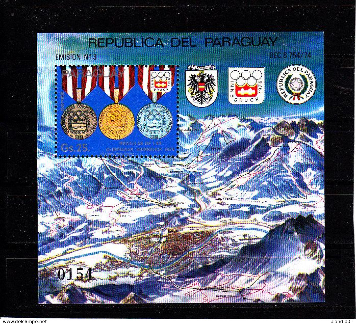 Olympics 1976 - Medals - PARAGUAY - S/S MNH - Winter 1976: Innsbruck