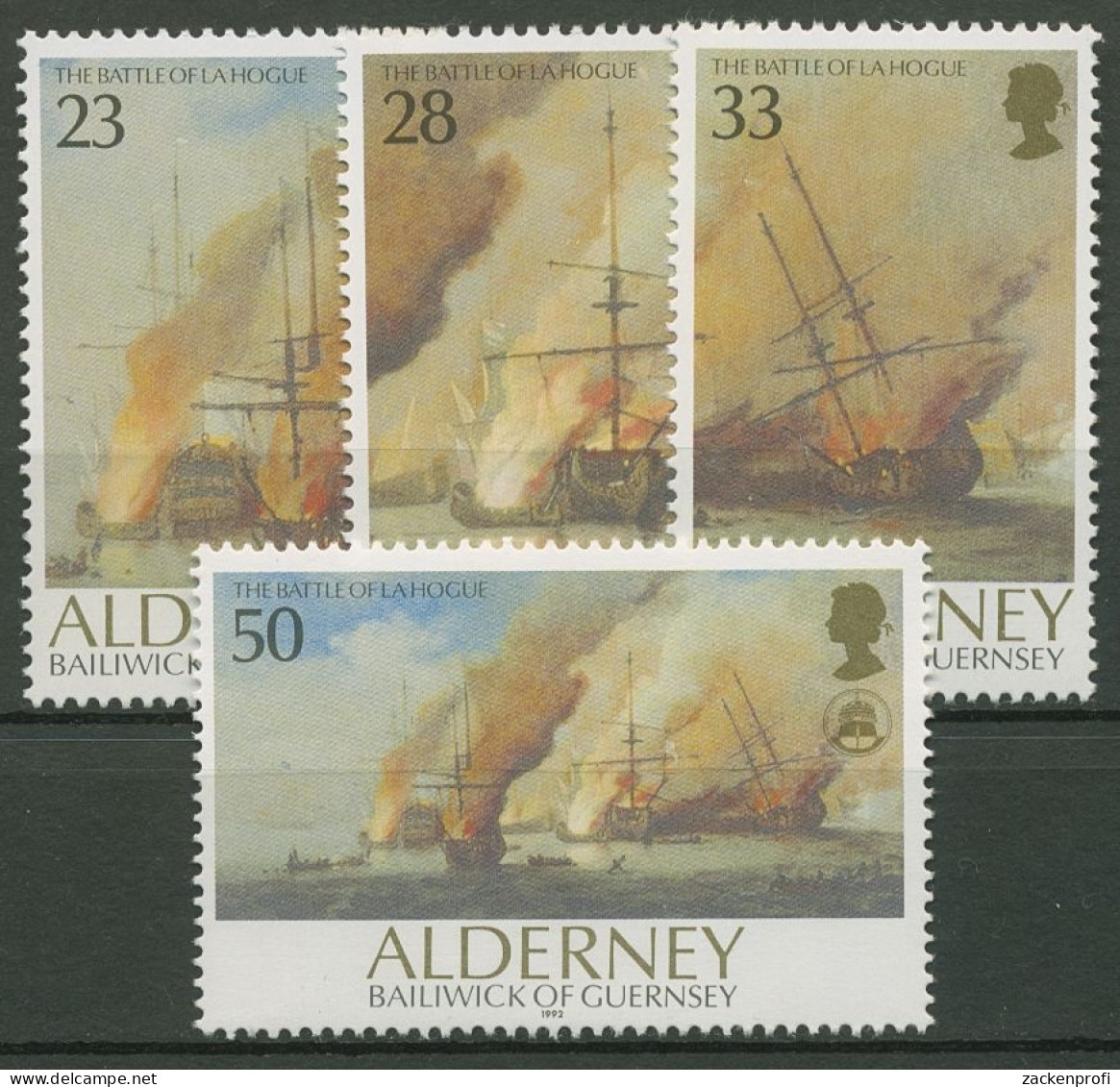 Alderney 1992 Gemälde Seeschlacht Von La Hogue 55/58 Postfrisch - Alderney