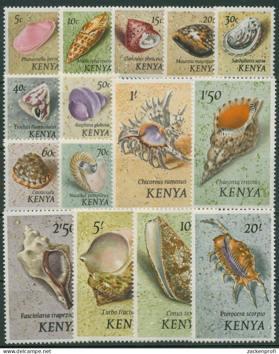 Kenia 1971 Muscheln Und Meeresschnecken 36/50 Postfrisch - Kenya (1963-...)