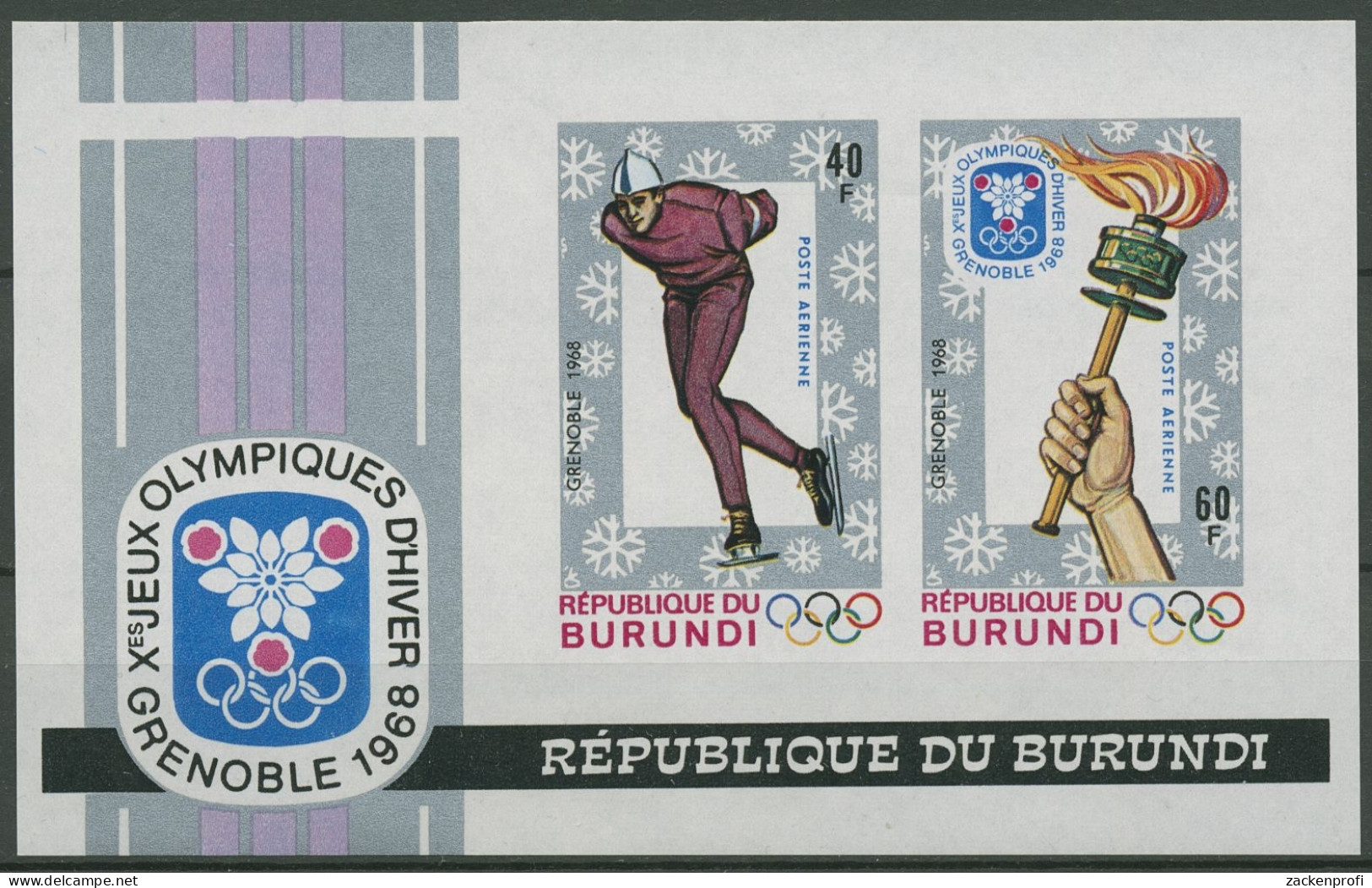 Burundi 1968 Olympische Winterspiele In Grenoble Block 26 B Postfrisch (C29264) - Ungebraucht