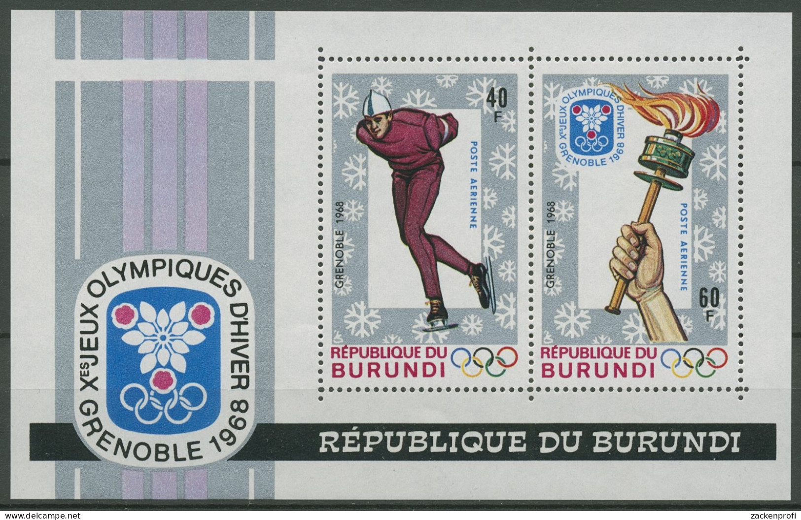 Burundi 1968 Olympische Winterspiele In Grenoble Block 26 A Postfrisch (C29263) - Unused Stamps