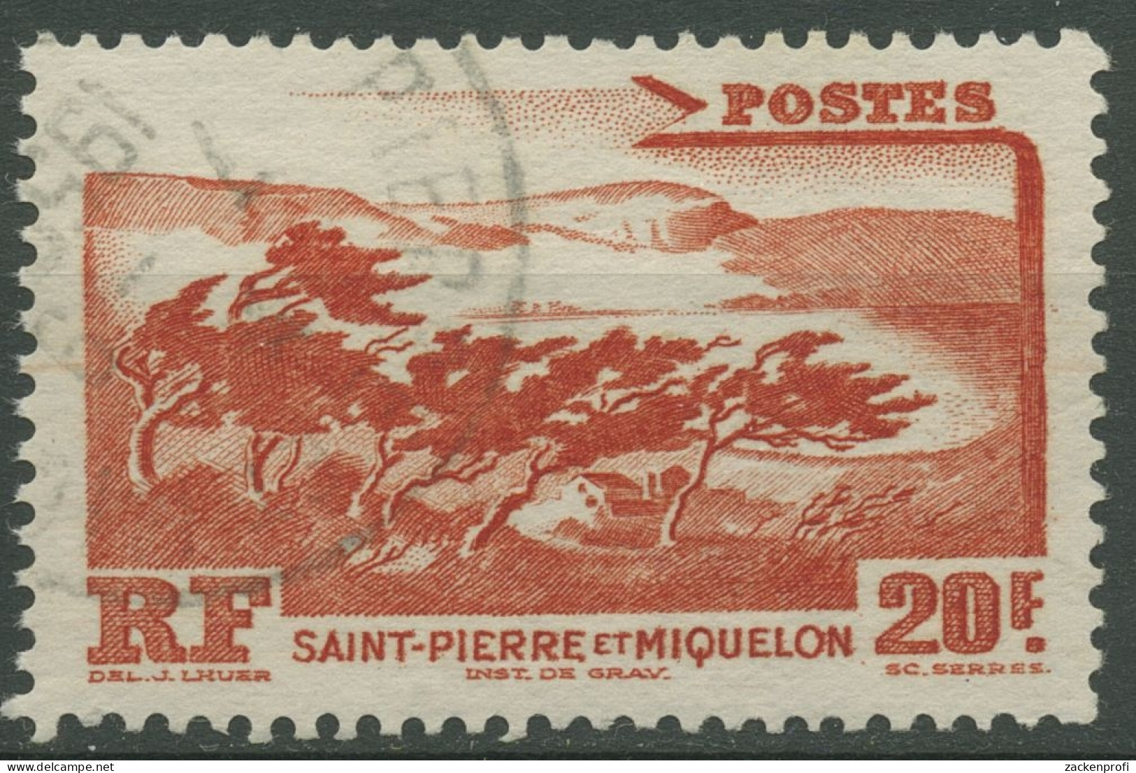 Saint-Pierre Et Miquelon 1947 Küste Im Sturm 366 Gestempelt - Gebruikt