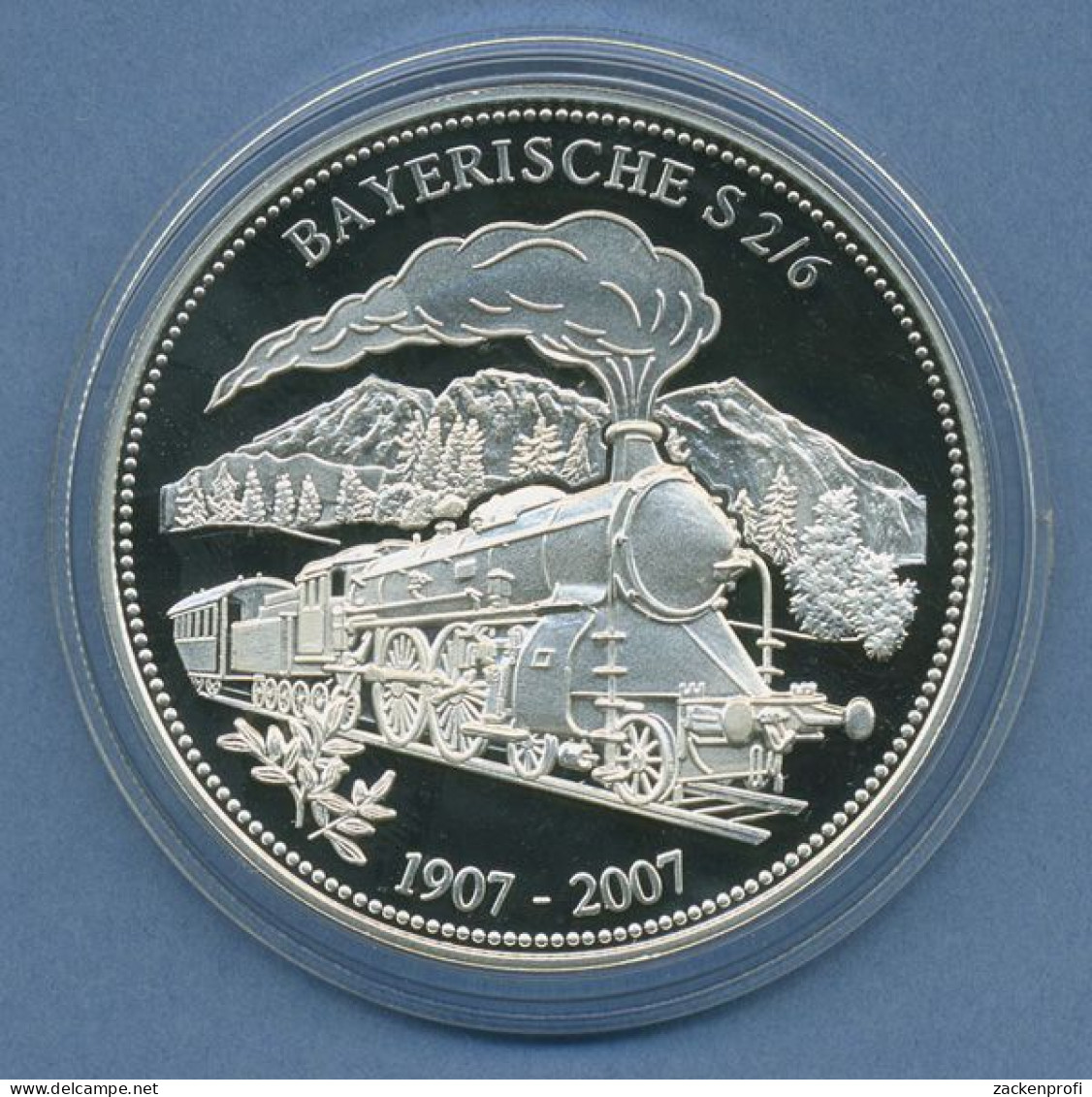 Palau 5 Dollar 2007 Eisenbahn Bayrische S 2/6, Silber, PP In Kapsel (m4745) - Palau