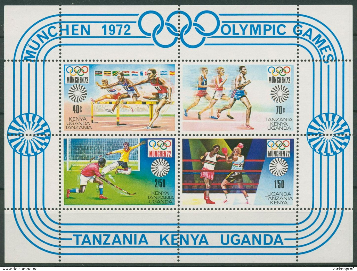 Ostafrikanische Gem. 1972 Olympische Spiele München Block 2 Postfrisch (C40234) - Kenya, Uganda & Tanzania