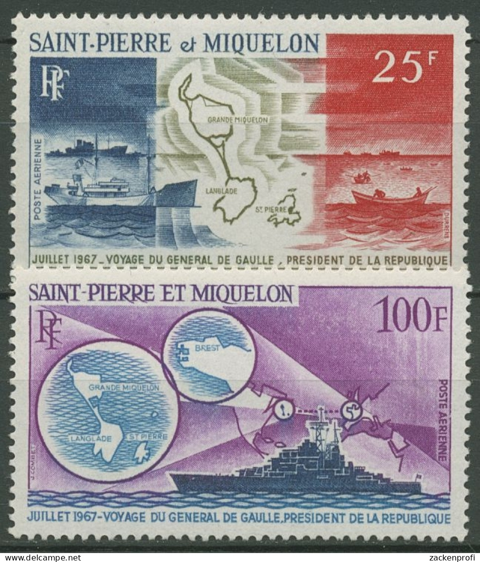 Saint-Pierre Et Miquelon 1967 Besuch De Gaulles Schiffe 418/19 Postfrisch - Nuevos