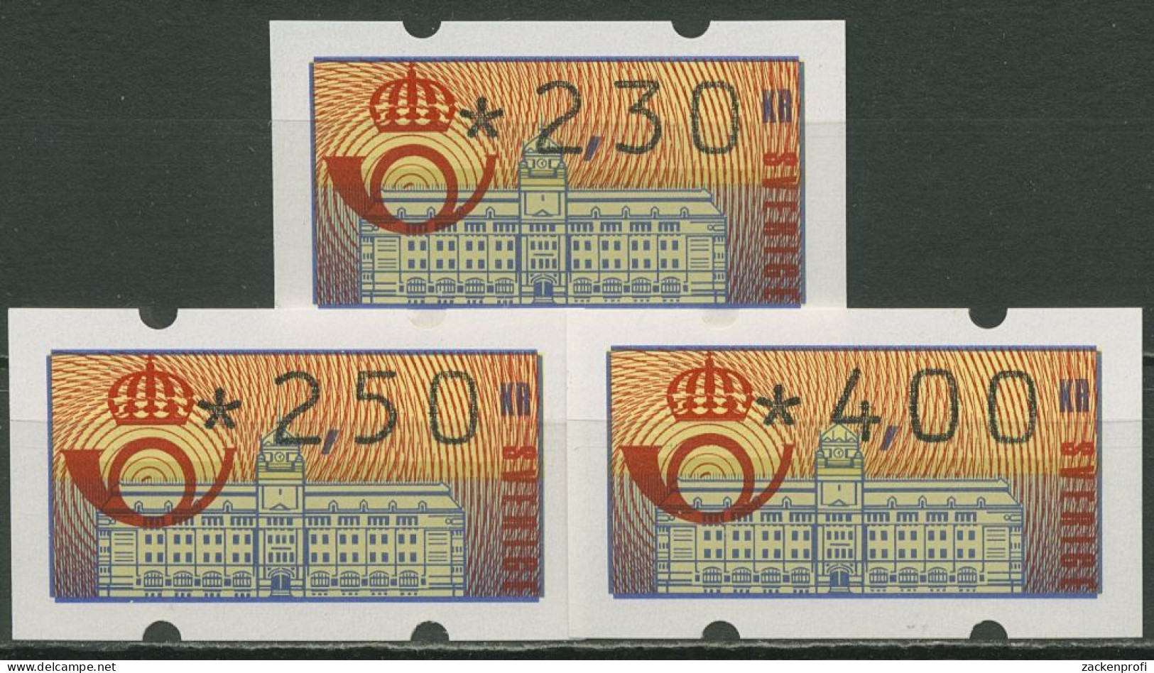 Schweden ATM 1992 Hauptpostamt Satz 3 Werte: 2,30/2,50/4,00 ATM 2 H S Postfrisch - Automatenmarken [ATM]