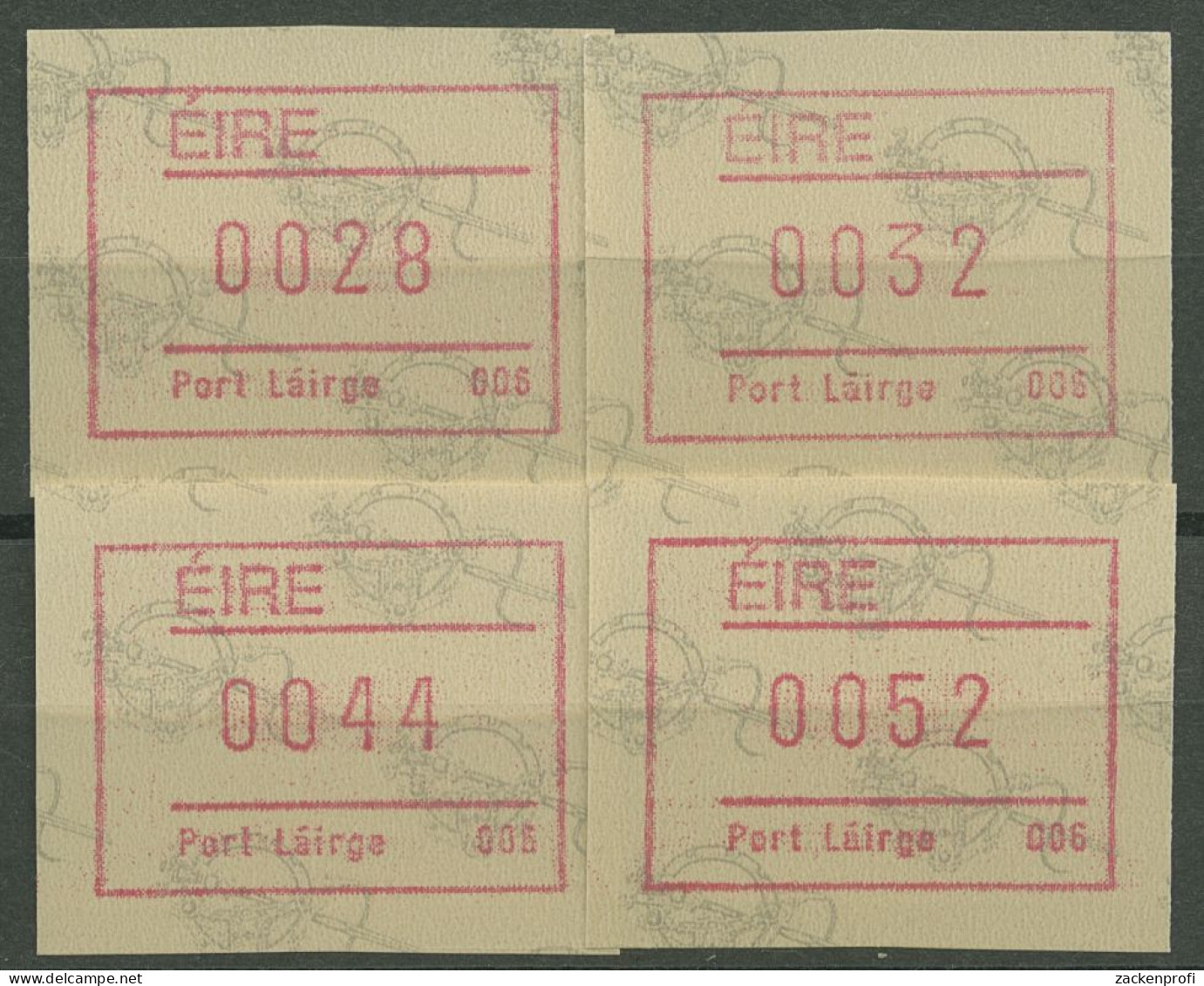 Irland Automatenmarken 1992 Satz 4 Werte Automat 006 ATM 4.6 S2 Postfrisch - Franking Labels