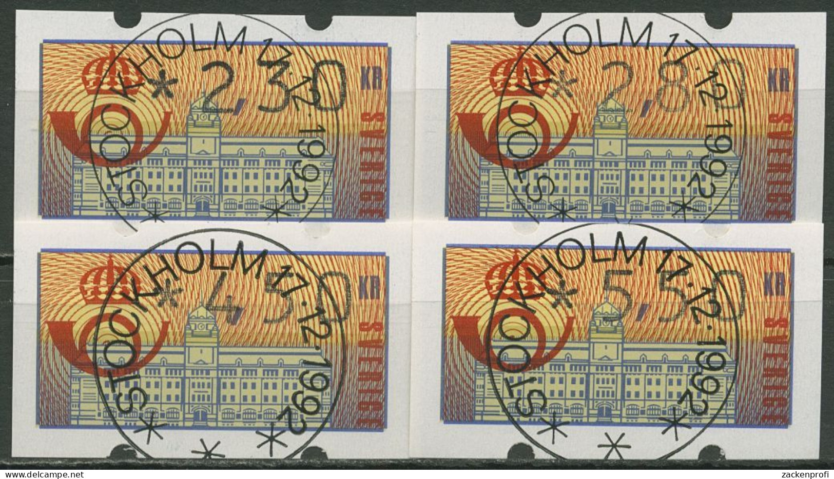 Schweden ATM 1992 Hauptpostamt Versandstellensatz, ATM 2 H S1 Gestempelt - Automatenmarken [ATM]