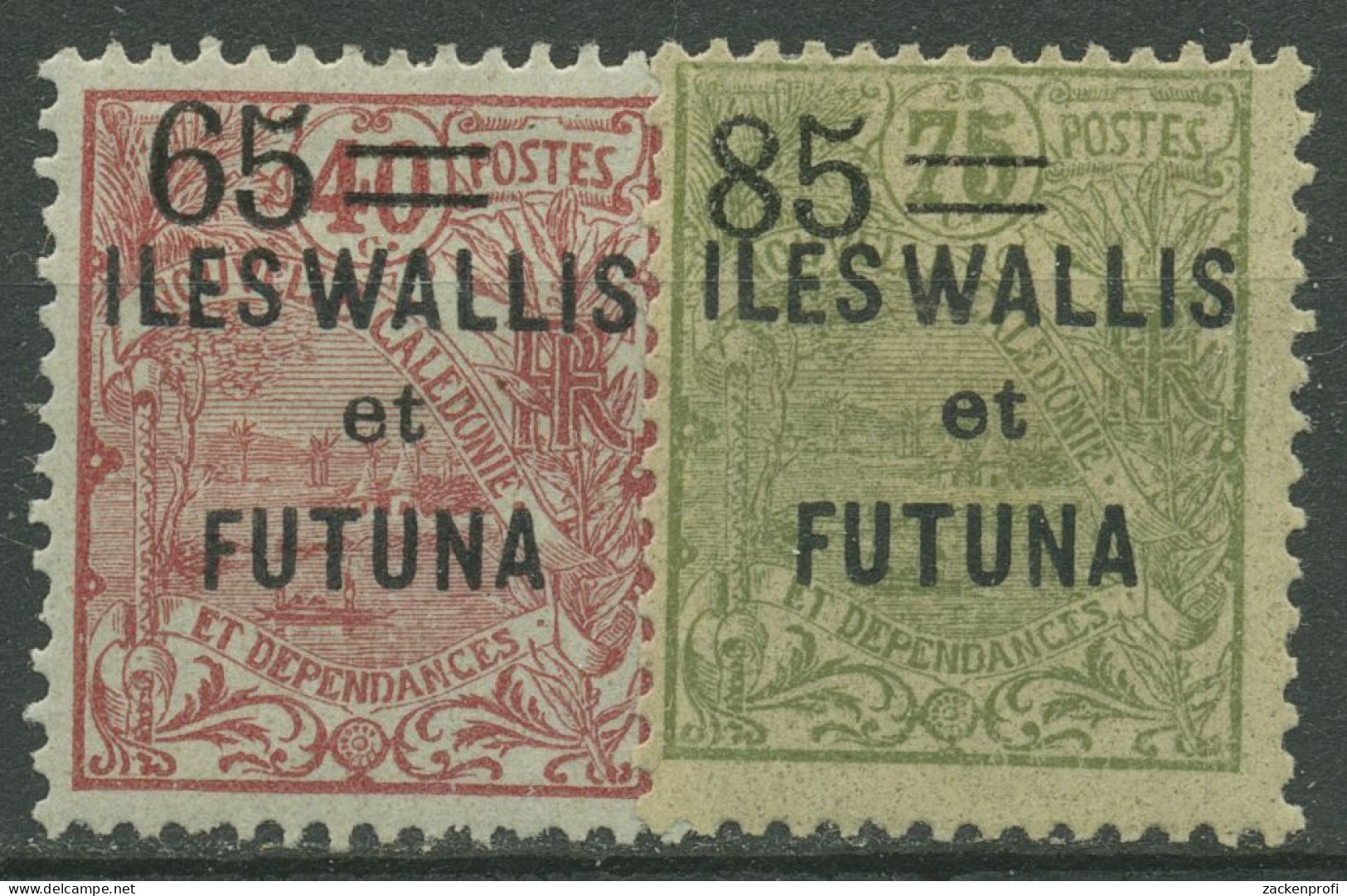 Wallis Und Futuna 1925 Marken Neukaled. Mit Aufdruck 41/42 Mit Falz, Haftstellen - Unused Stamps