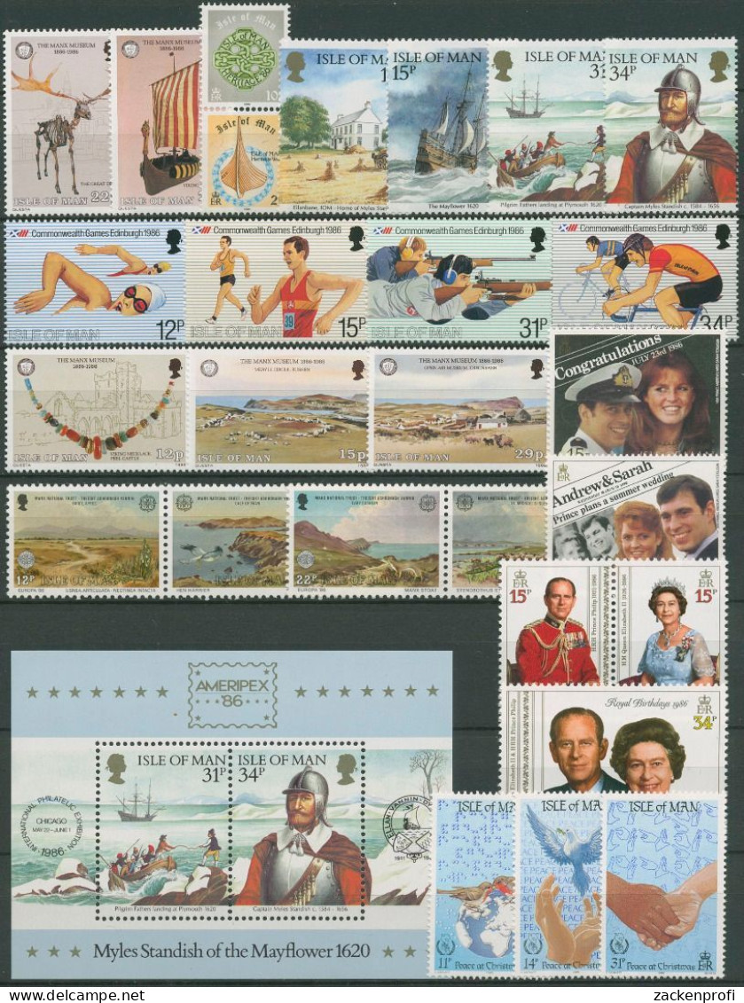 Isle Of Man 1986 Kompletter Jahrgang (298/24, Block 8), Postfrisch (SG98384) - Man (Insel)