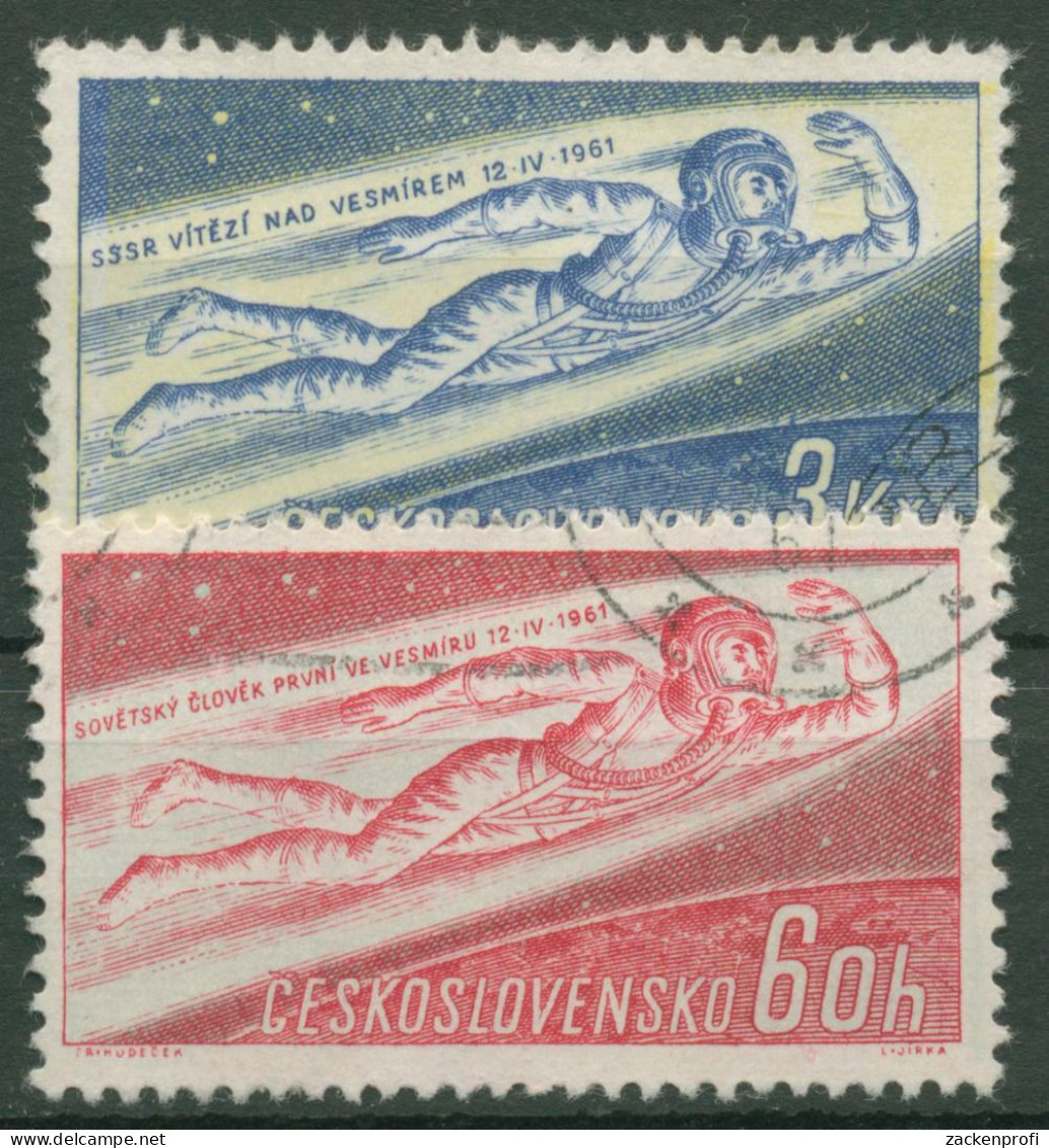 Tschechoslowakei 1961 Weltraumforschung Kosmonaut 1263/64 Gestempelt - Oblitérés
