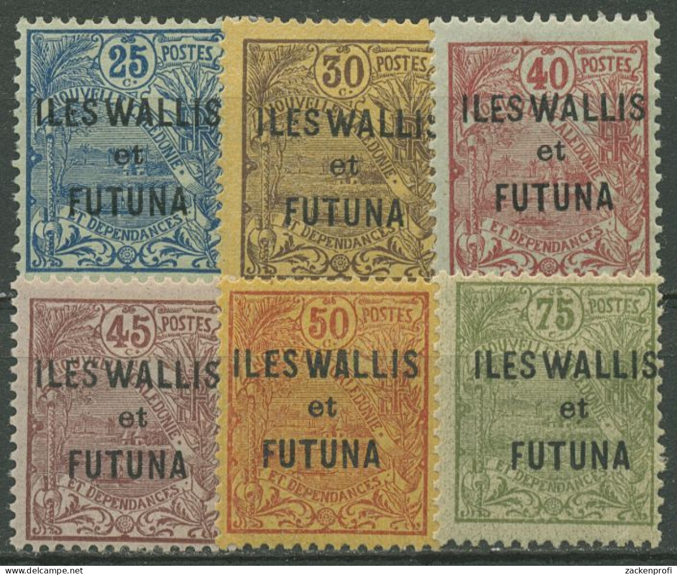 Wallis Und Futuna 1920 Marken Neukaled. M. Aufdr. 8/9,11/14 Mit Falz Haftstellen - Unused Stamps