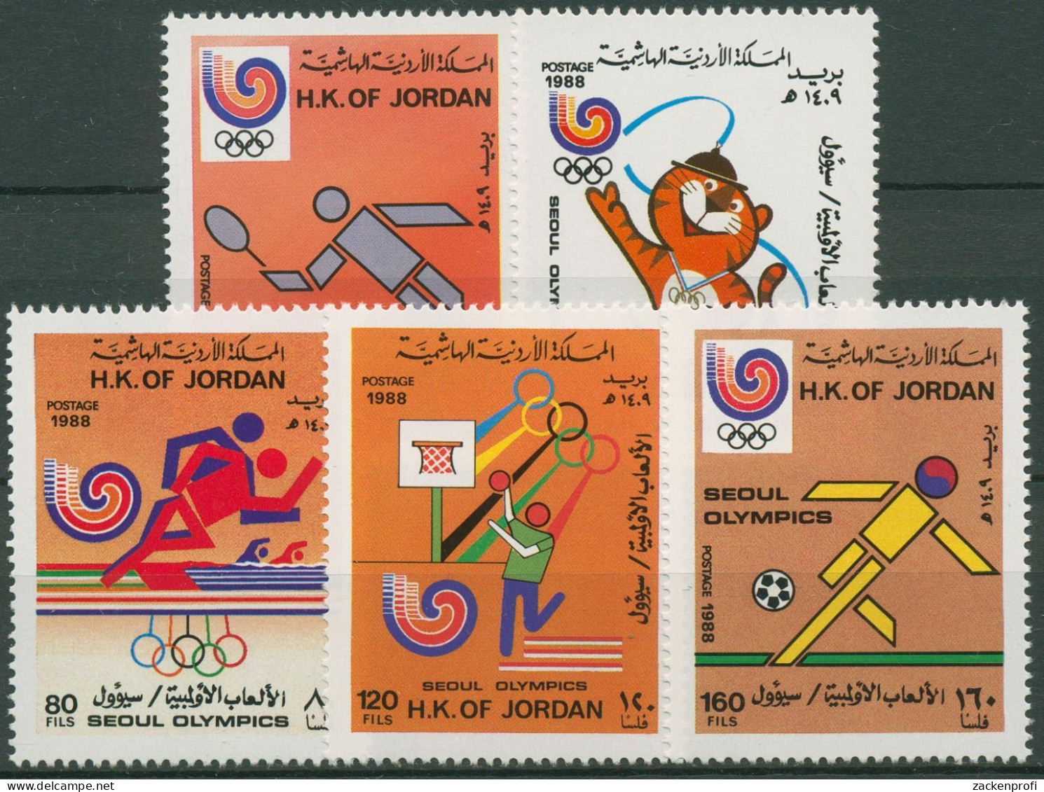 Jordanien 1988 Olympische Sommerspiele Seoul Maskottchen 1406/10 A Postfrisch - Jordanie