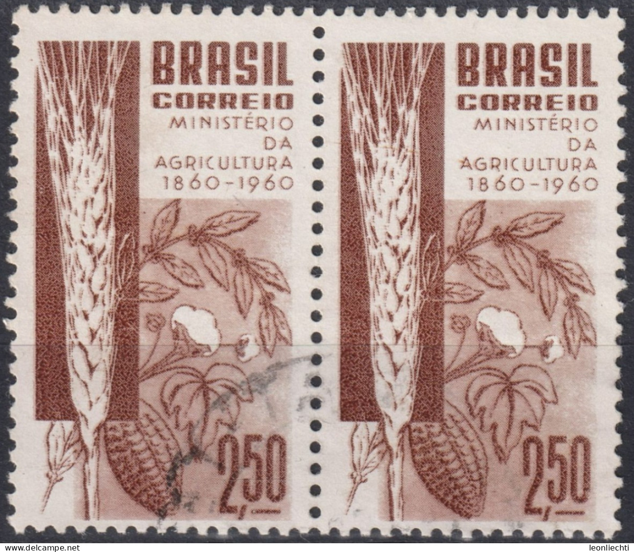 1960 Brasilien ° Mi:BR 986, Sn:BR 909, Yt:BR 694, Centenary Of Brazilian Ministry Of Agriculture, Landwirtschaft - Usati