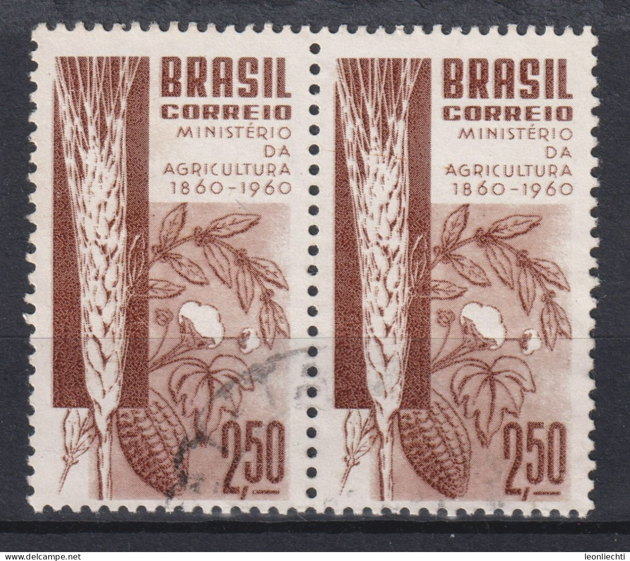 1960 Brasilien ° Mi:BR 986, Sn:BR 909, Yt:BR 694, Centenary Of Brazilian Ministry Of Agriculture, Landwirtschaft - Usados