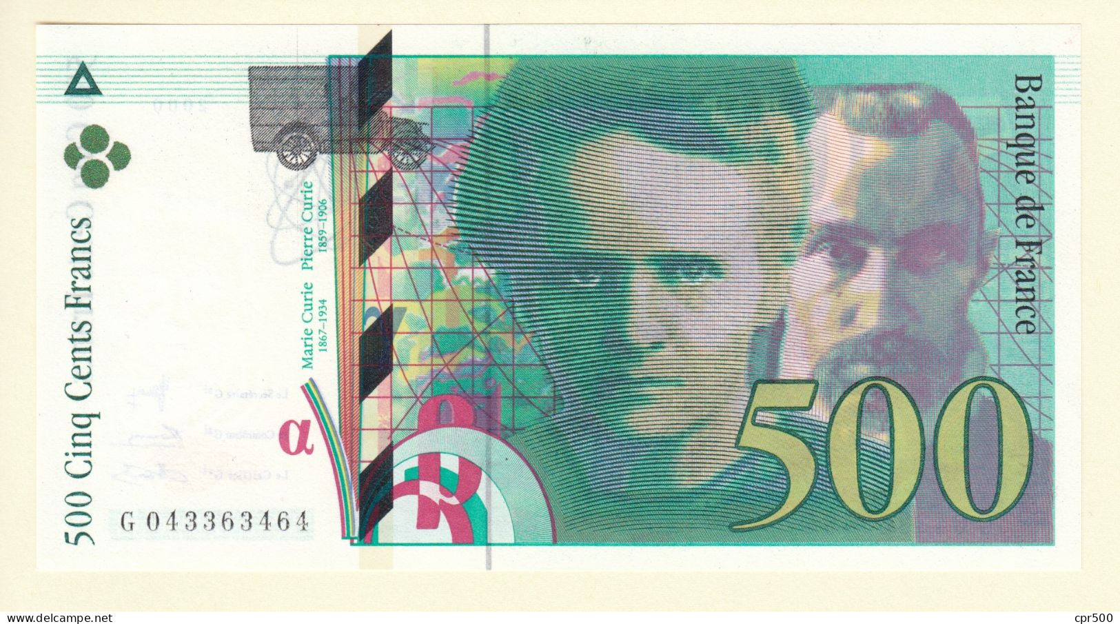 500 Francs PIERRE ET MARIE CURIE FRANCE F.76.05 NEUF - 500 F 1994-2000 ''Pierre En Marie Curie''