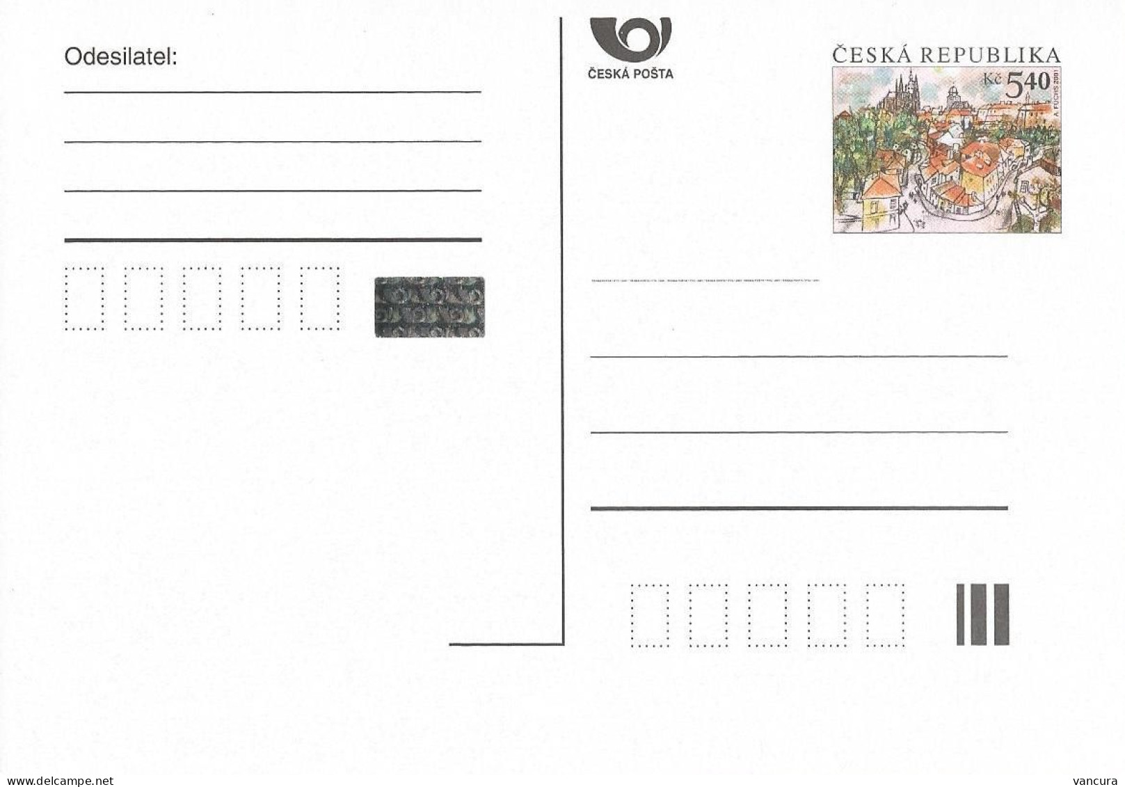 CDV 60 A - Czech Republic Nova Praha/New Prague 5.40 Kc 2001 - Postcards