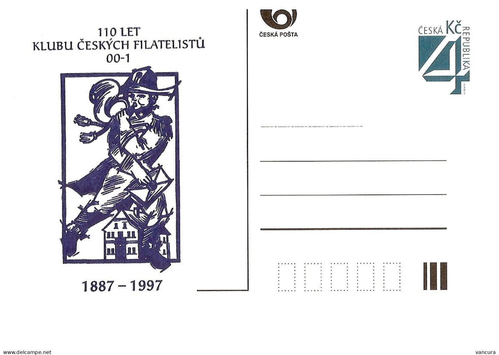 CDV B 69 Czech Republic Prague 00-1 Stamp Collectors Club Anniversary 1997 - Postales