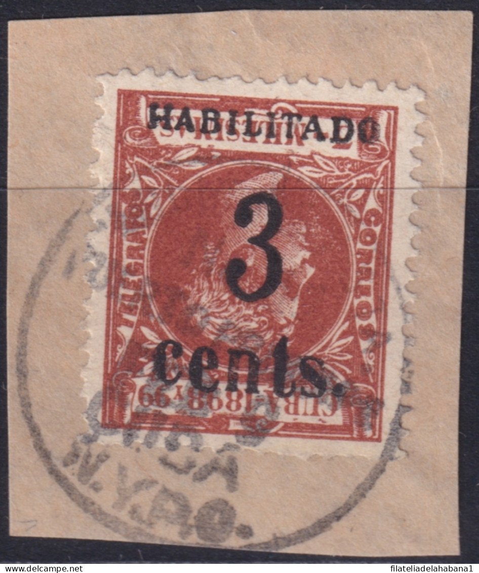 1899-682 CUBA US OCCUPATION PUERTO PRINCIPE 1899 1º ISSUE 3c S. 3mls SMALL NUMBER INVERTED FORGERY USED.  - Usados