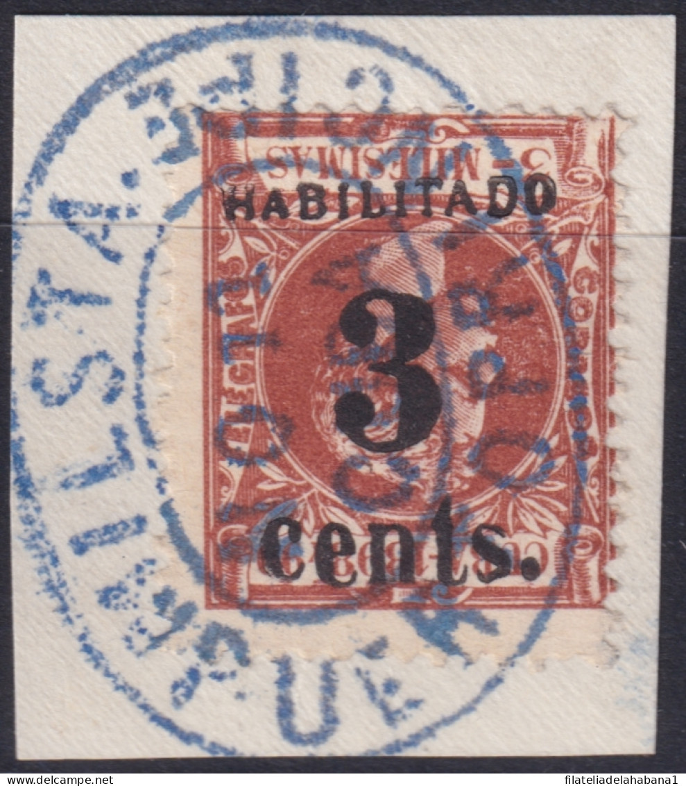 1899-683 CUBA US OCCUPATION PUERTO PRINCIPE 1899 1º ISSUE 3c S. 3mls INVERTED FORGERY USED.  - Oblitérés