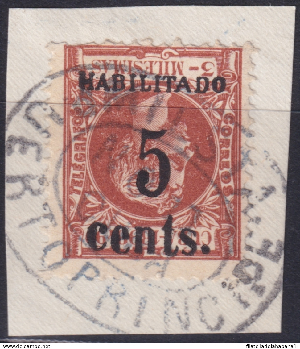 1899-684 CUBA US OCCUPATION PUERTO PRINCIPE 1899 2º ISSUE 5c S. 3mls SMALL NUMBER INVERTED FORGERY USED.  - Gebruikt