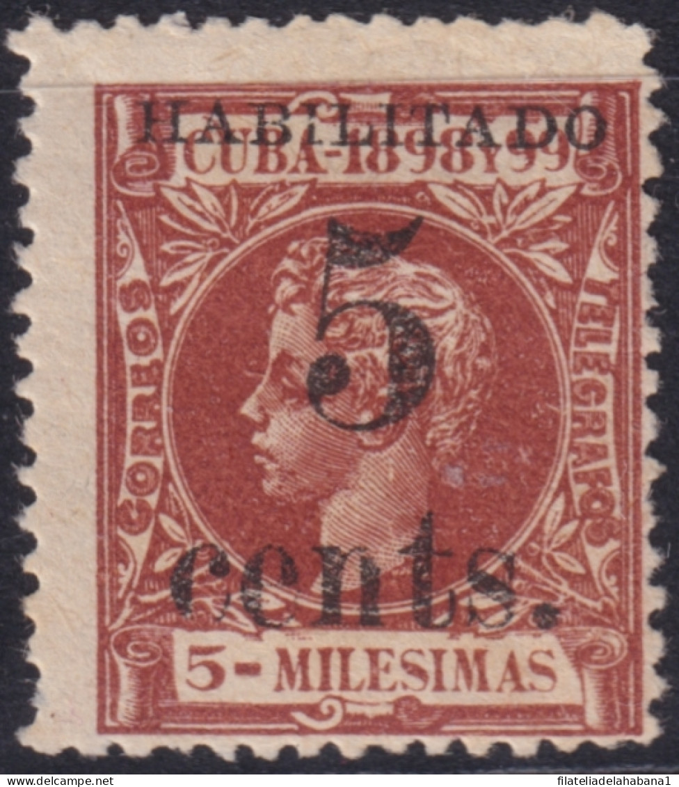 1899-687 CUBA US OCCUPATION PUERTO PRINCIPE 1899 2º ISSUE 5c S. 5mls DANGEROUS FORGERY.  - Unused Stamps