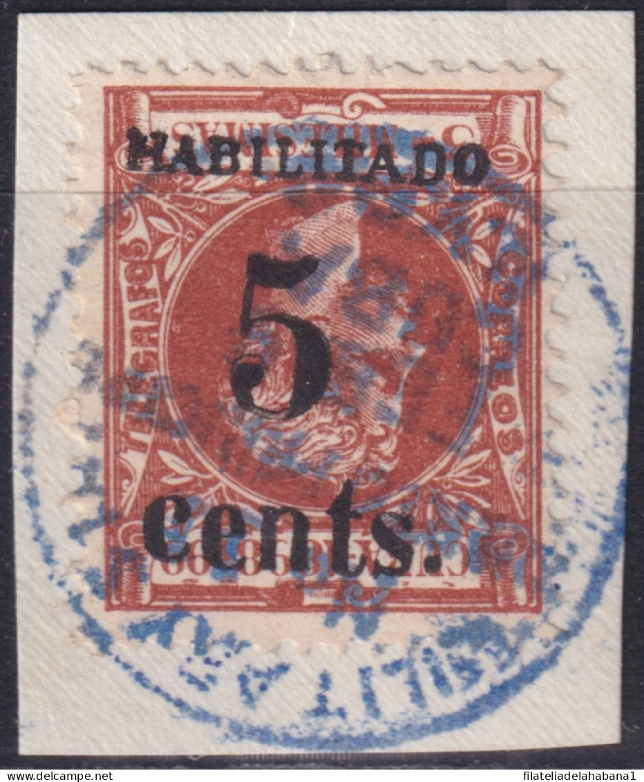 1899-694 CUBA US OCCUPATION PUERTO PRINCIPE 1899 1º ISSUE 5c S. 5mls INVERTED FORGERY USED  - Used Stamps