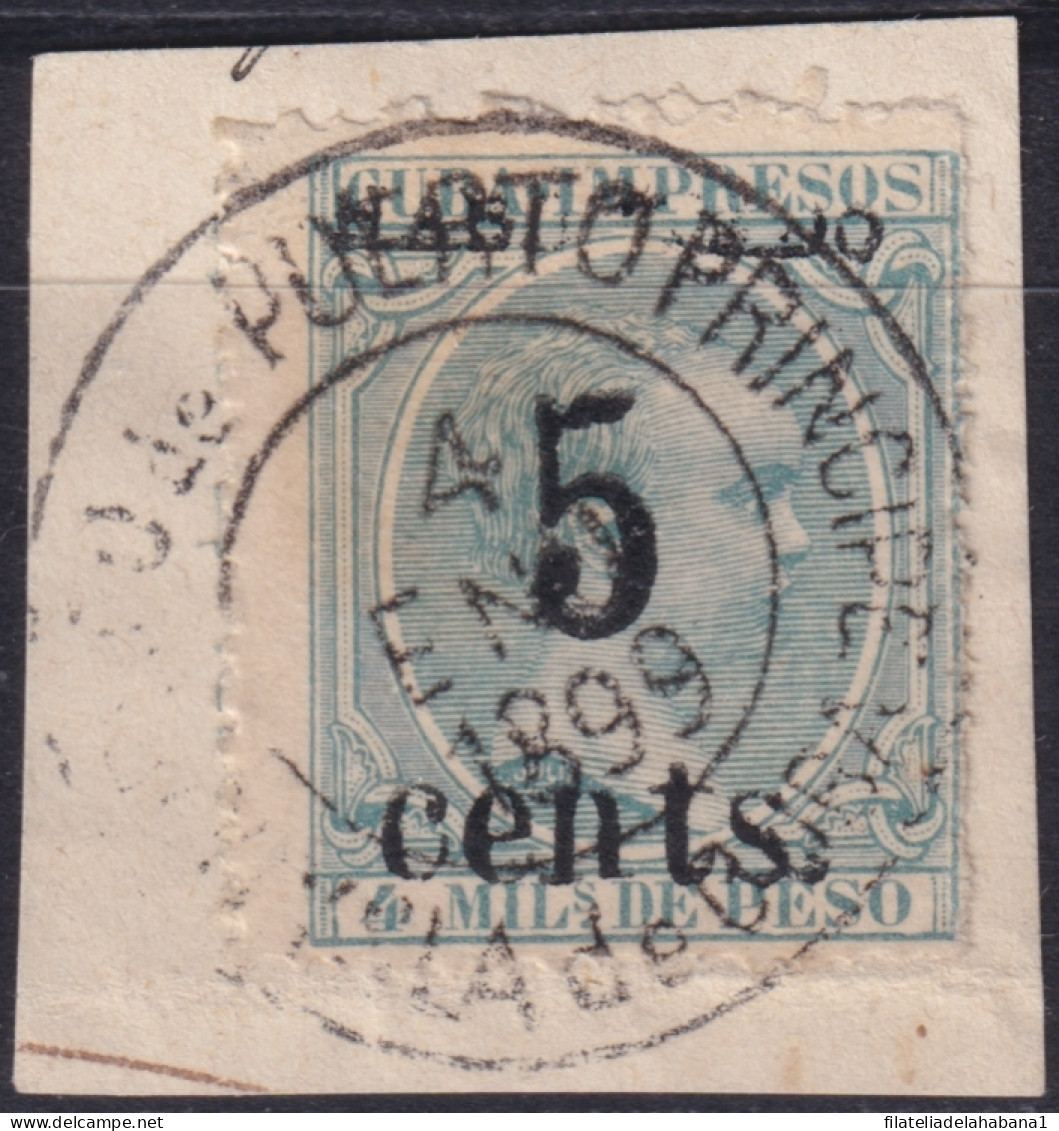 1899-698 CUBA US OCCUPATION PUERTO PRINCIPE 1899 5º ISSUE 5c S. 4mls SMALL NUMBER FORGERY USED.  - Gebraucht