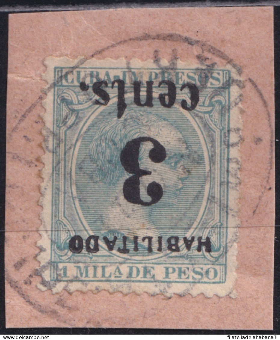 1899-701 CUBA US OCCUPATION PUERTO PRINCIPE 1899 5º ISSUE 3c S. 1mls INVERTED FORGERY USED.  - Usati