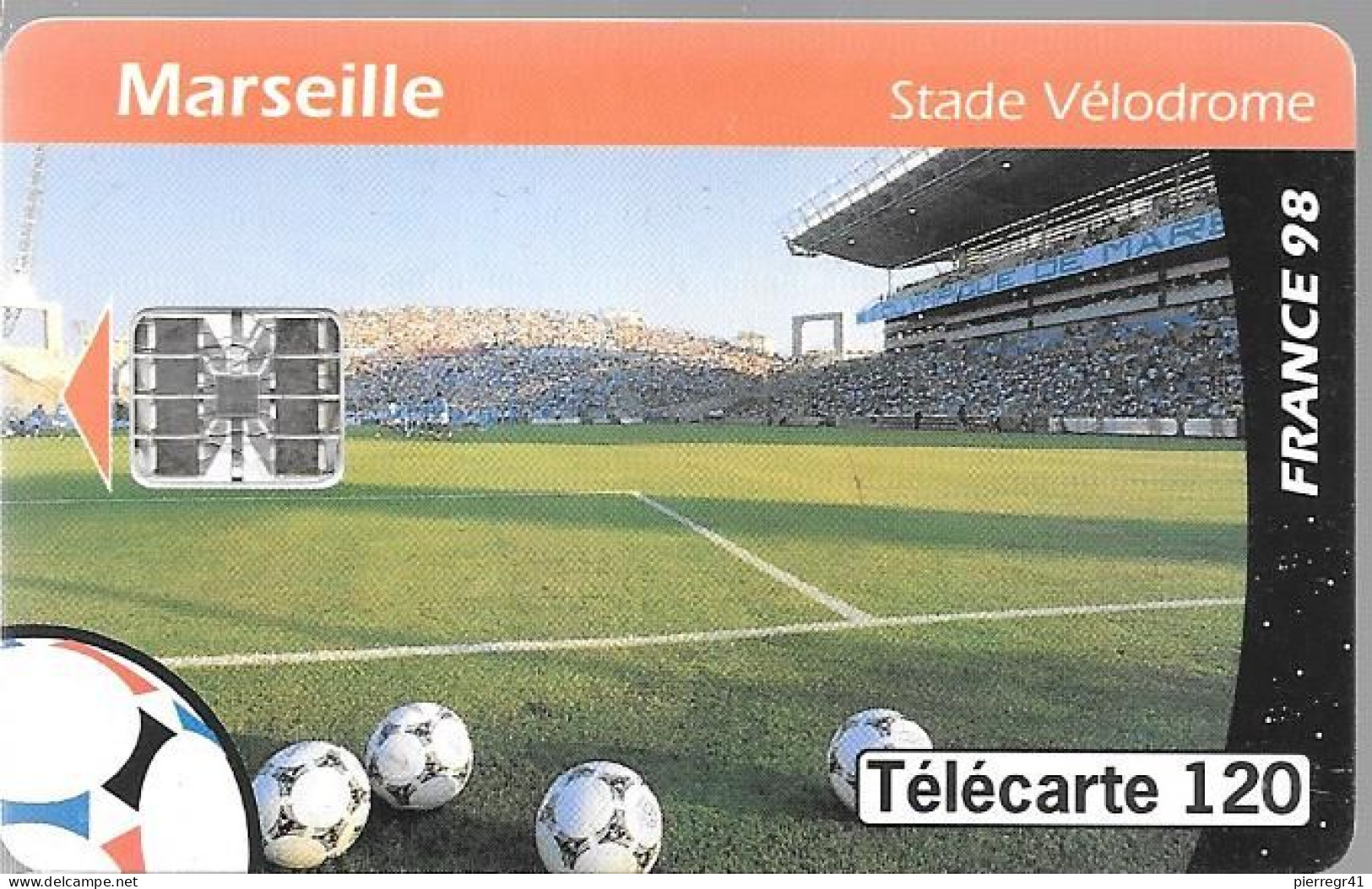 CARTE-PUCE-PUBLIC-F876-120U-SC7-06/98-MARSEILLE-STADE DE FOOT-N° Etroit-C85124818/Utilisé-TBE - 1998