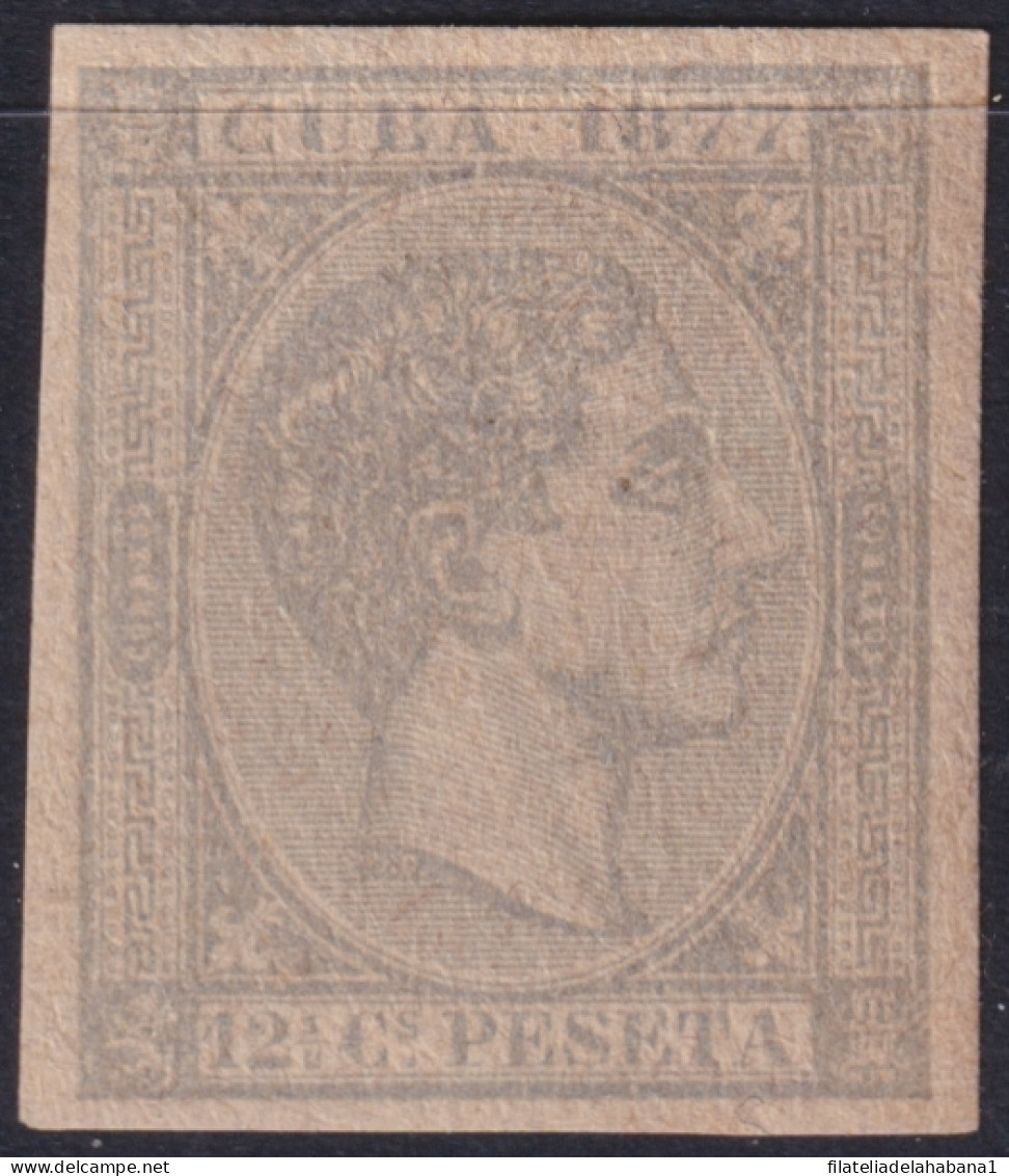 1877-155 CUBA ANTILLES 1877 12 ½ C MH ALFONSO XII IMPERFORATED.  - Prephilately