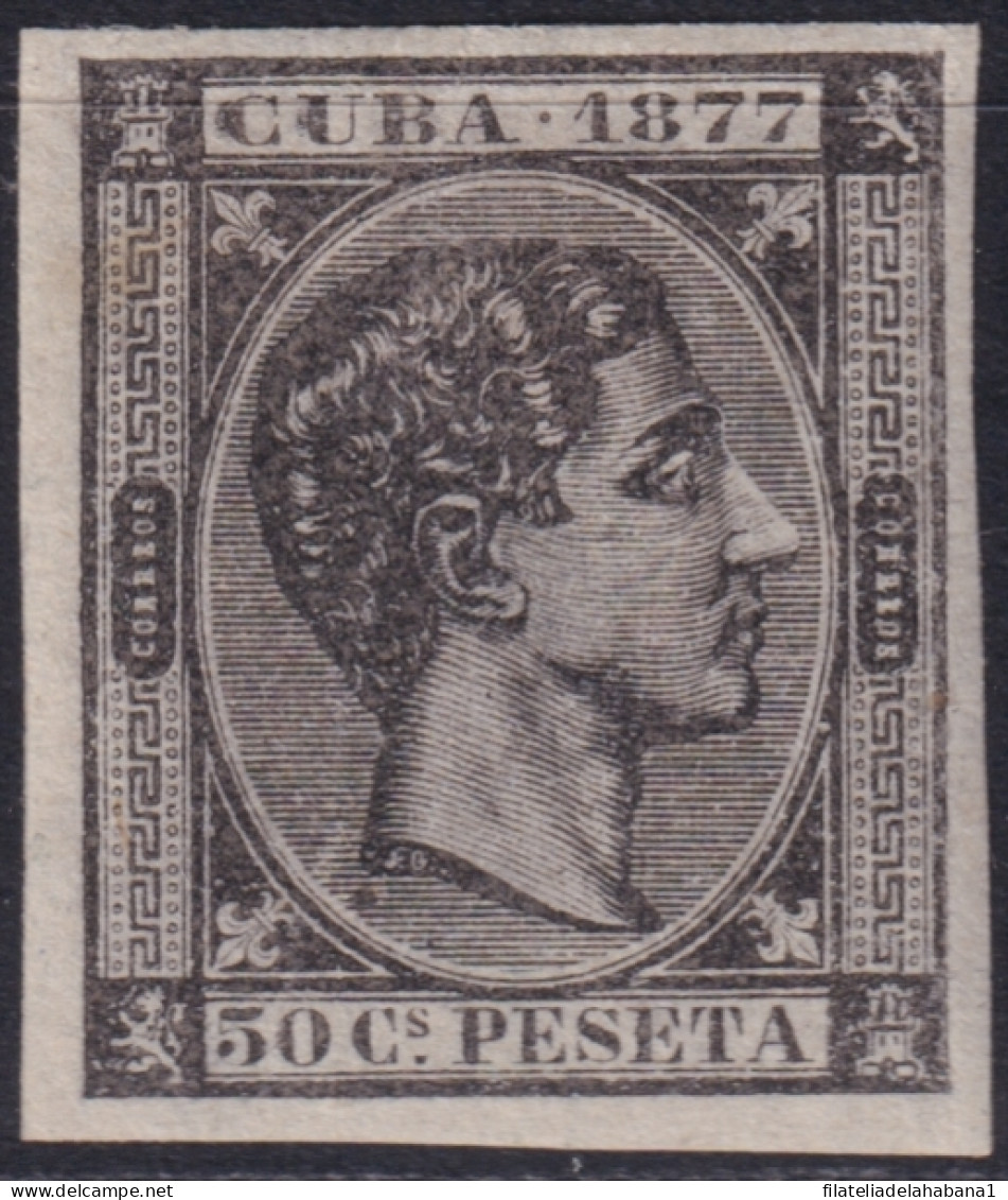 1877-157 CUBA ANTILLES 1877 50c MH ALFONSO XII IMPERFORATED.  - Prephilately