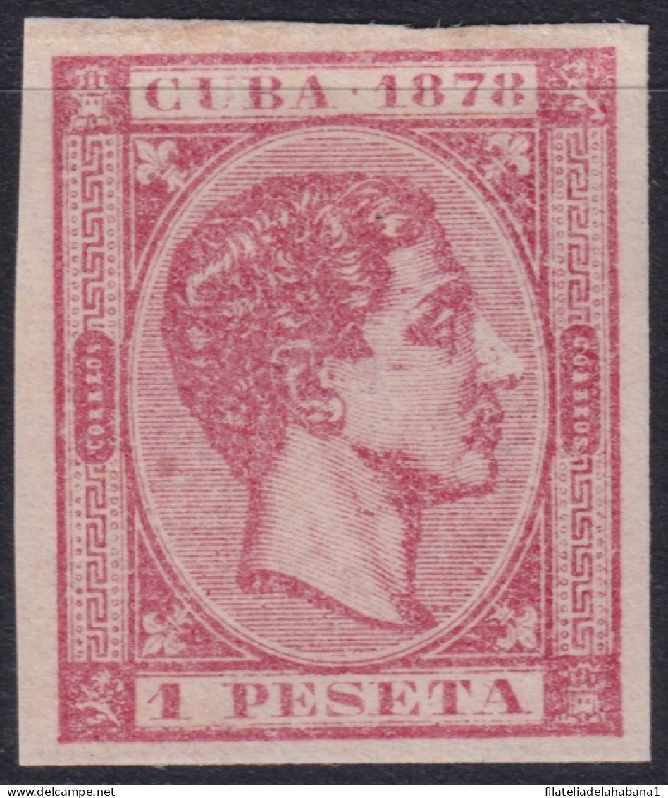 1878-220 CUBA ANTILLES 1878 1 Pta. ALFONSO XII IMPERFORATED NO GUM.  - Voorfilatelie