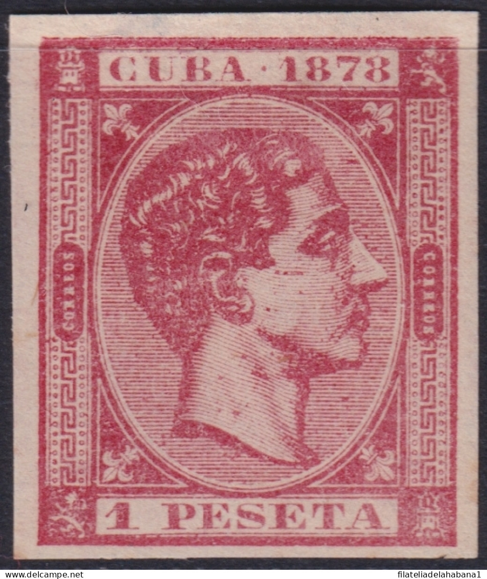 1878-221 CUBA ANTILLES 1878 1 Pta. ALFONSO XII IMPERFORATED NO GUM.  - Préphilatélie