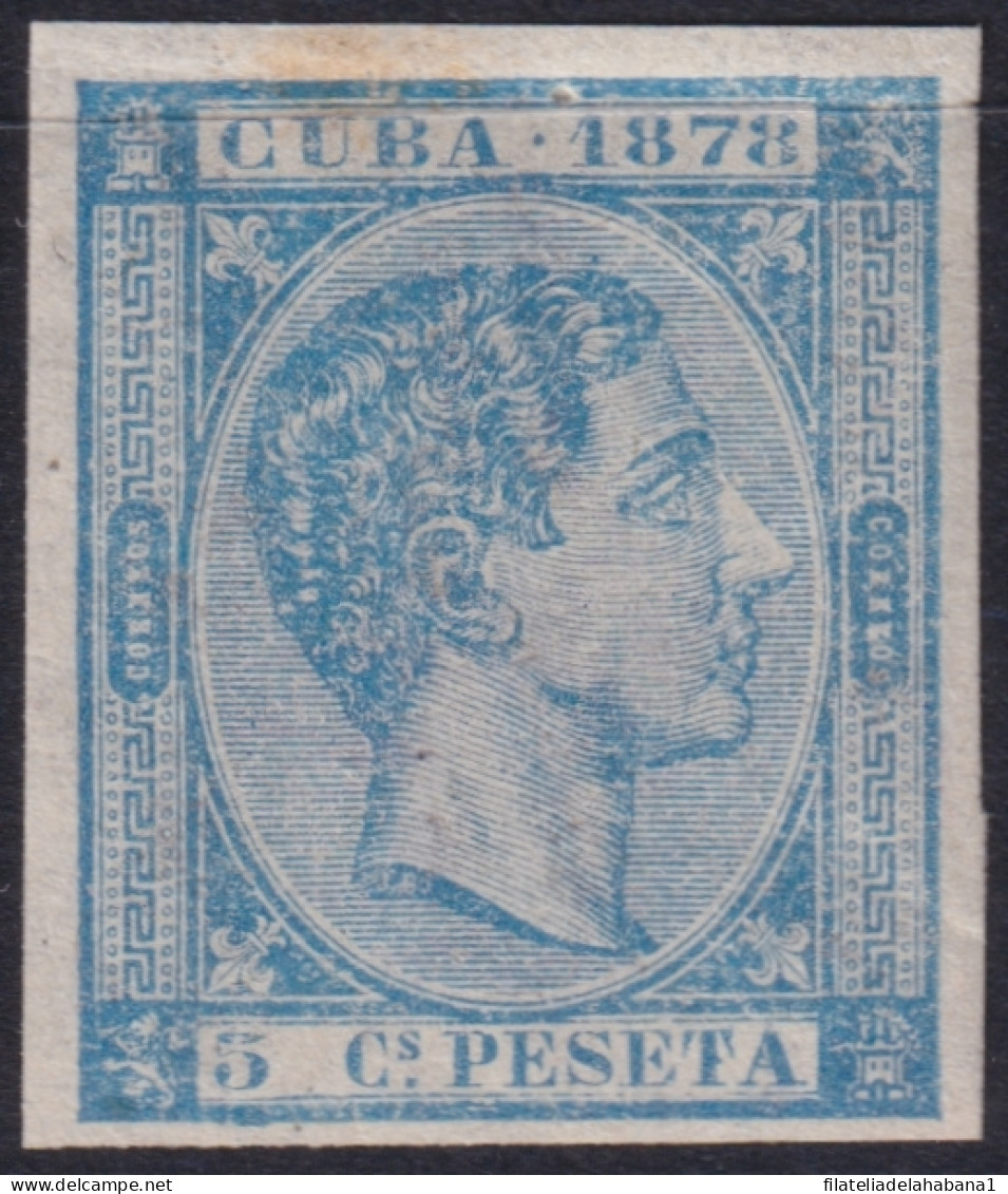 1878-222 CUBA ANTILLES 1878 MH 5c ALFONSO XII IMPERFORATED.  - Voorfilatelie