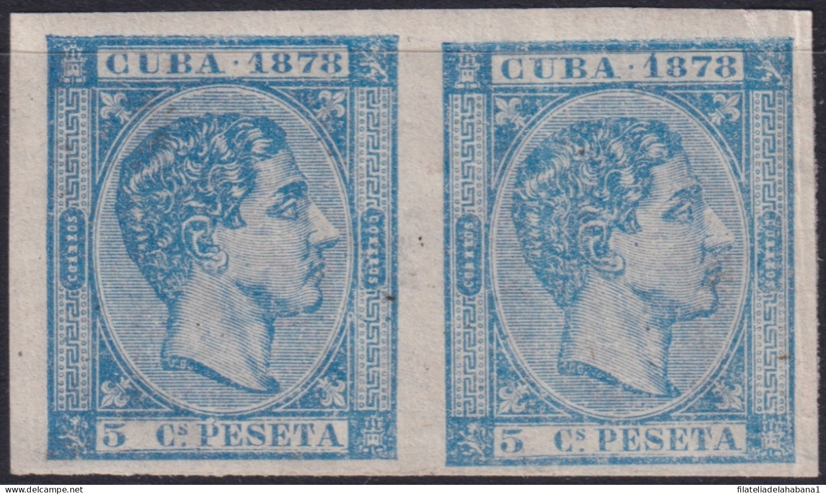 1878-223 CUBA ANTILLES 1878 MNH 5c ALFONSO XII IMPERFORATED.  - Préphilatélie