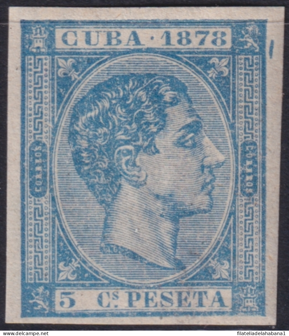 1878-224 CUBA ANTILLES 1878 MH 5c ALFONSO XII IMPERFORATED.  - Prephilately