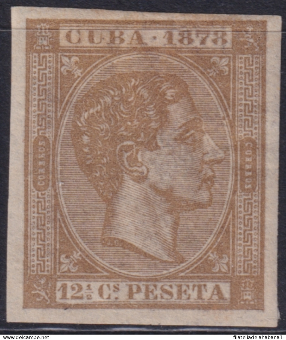 1878-225 CUBA ANTILLES 1878 MH 12 ½ C ALFONSO XII IMPERFORATED.  - Préphilatélie