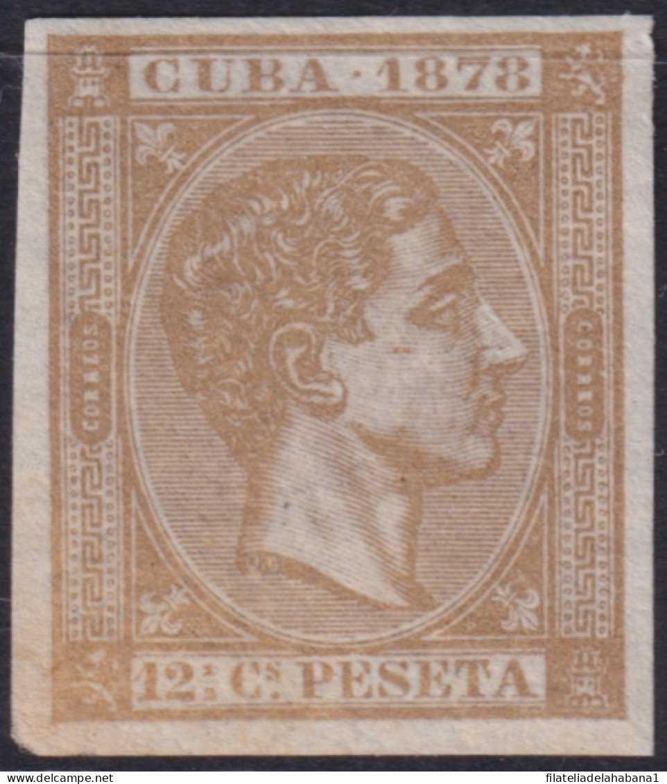 1878-226 CUBA ANTILLES 1878 MH 12 ½ C ALFONSO XII IMPERFORATED NO GUM.  - Prephilately